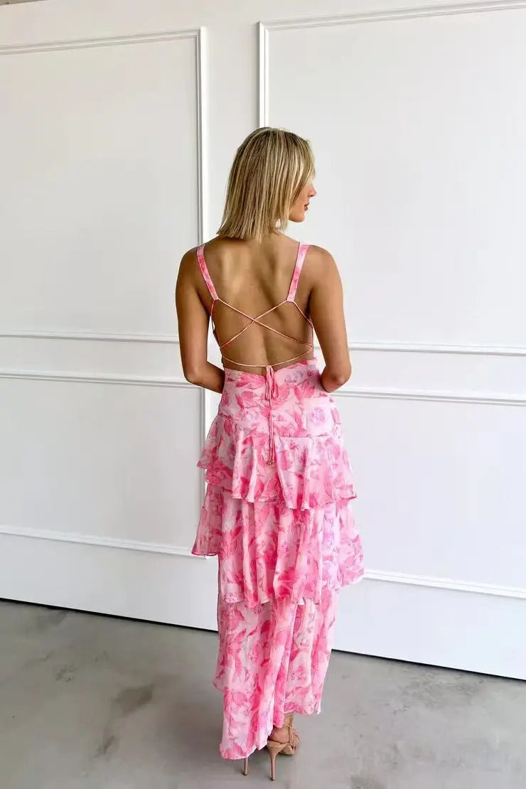 Women’s Floral Dress with V-Neck | Maxi