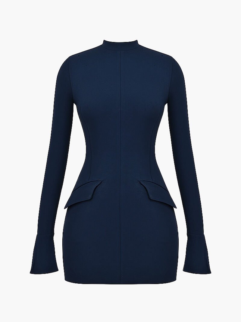 Women’s Formal Mini Dress | Long Sleeve High Neck