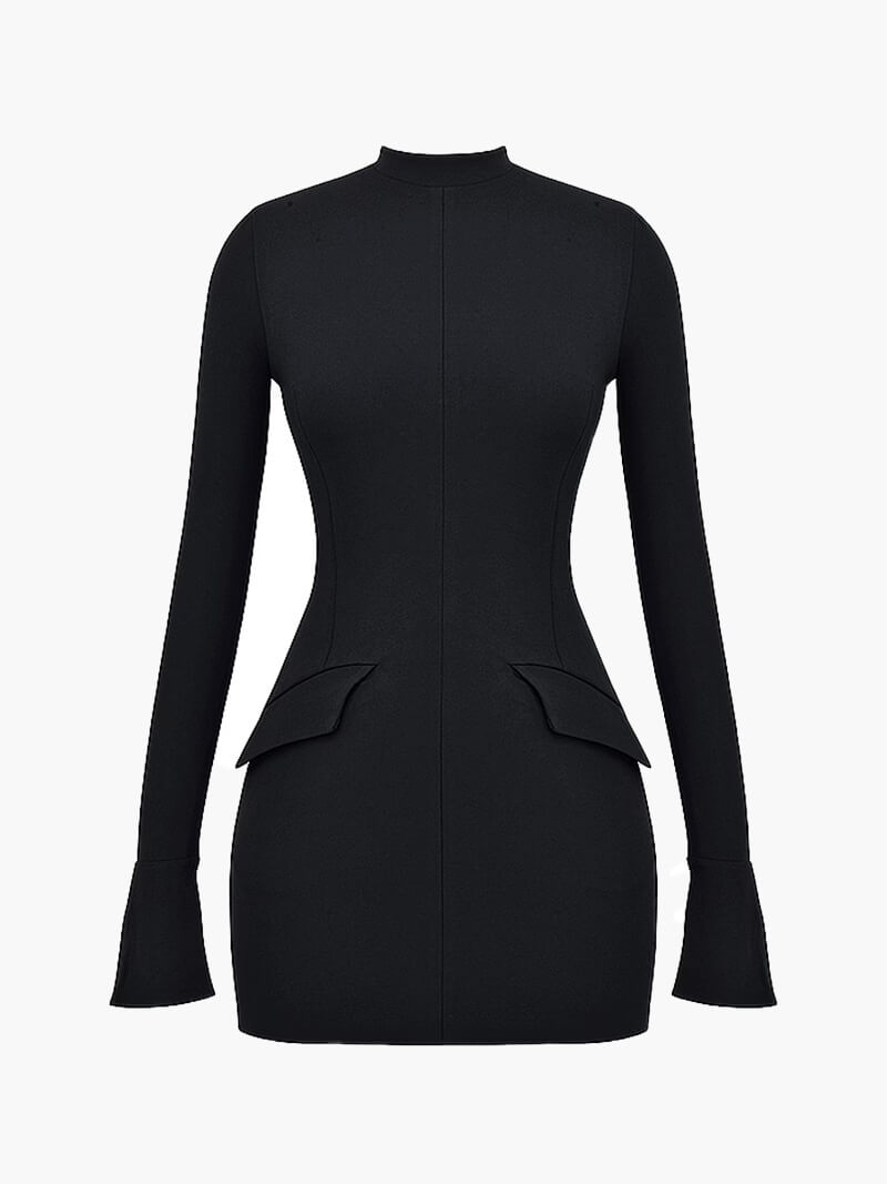 Women’s Formal Mini Dress | Long Sleeve High Neck