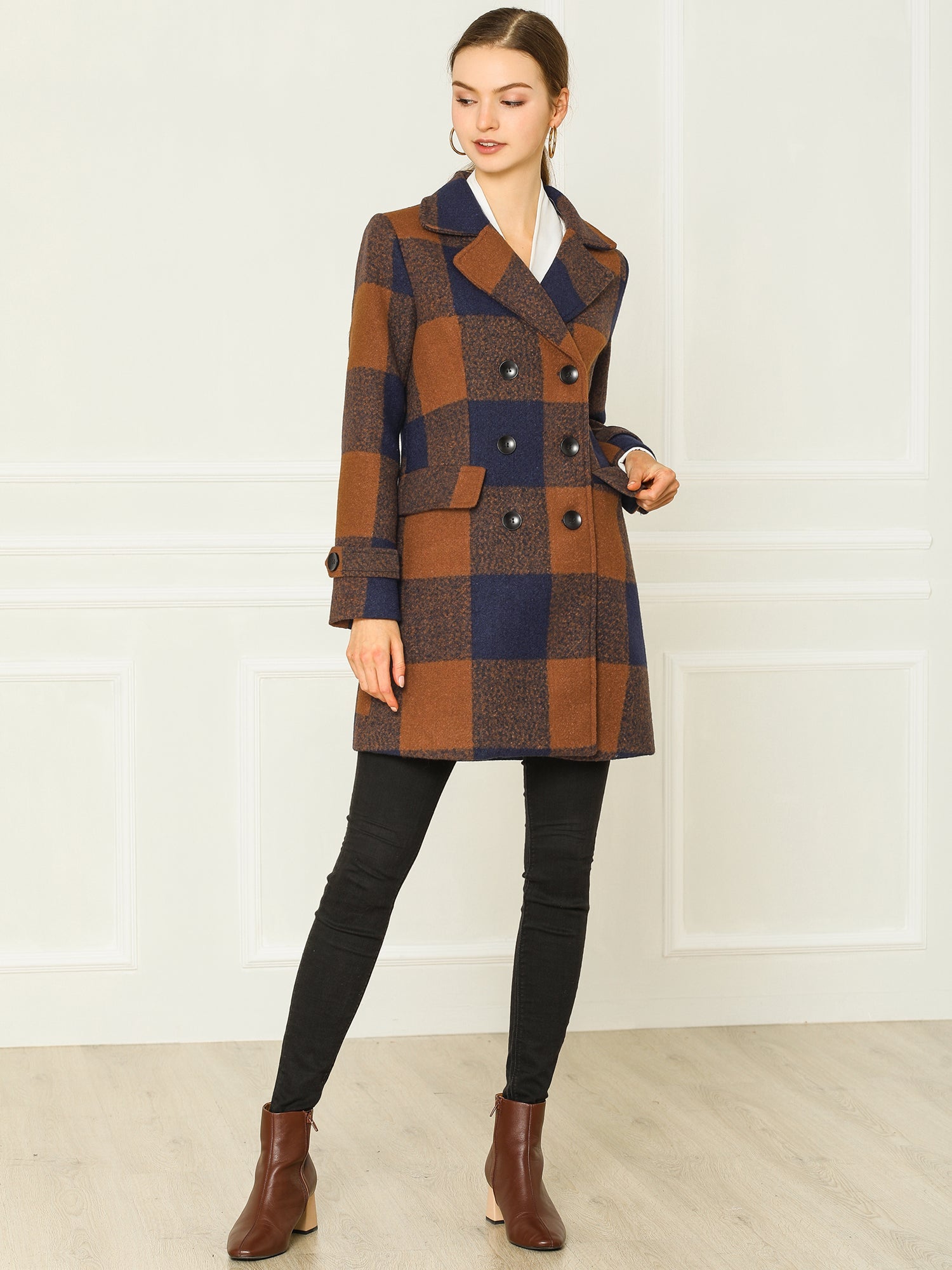 Women’s Long Coat | Double-Breasted Pockets
