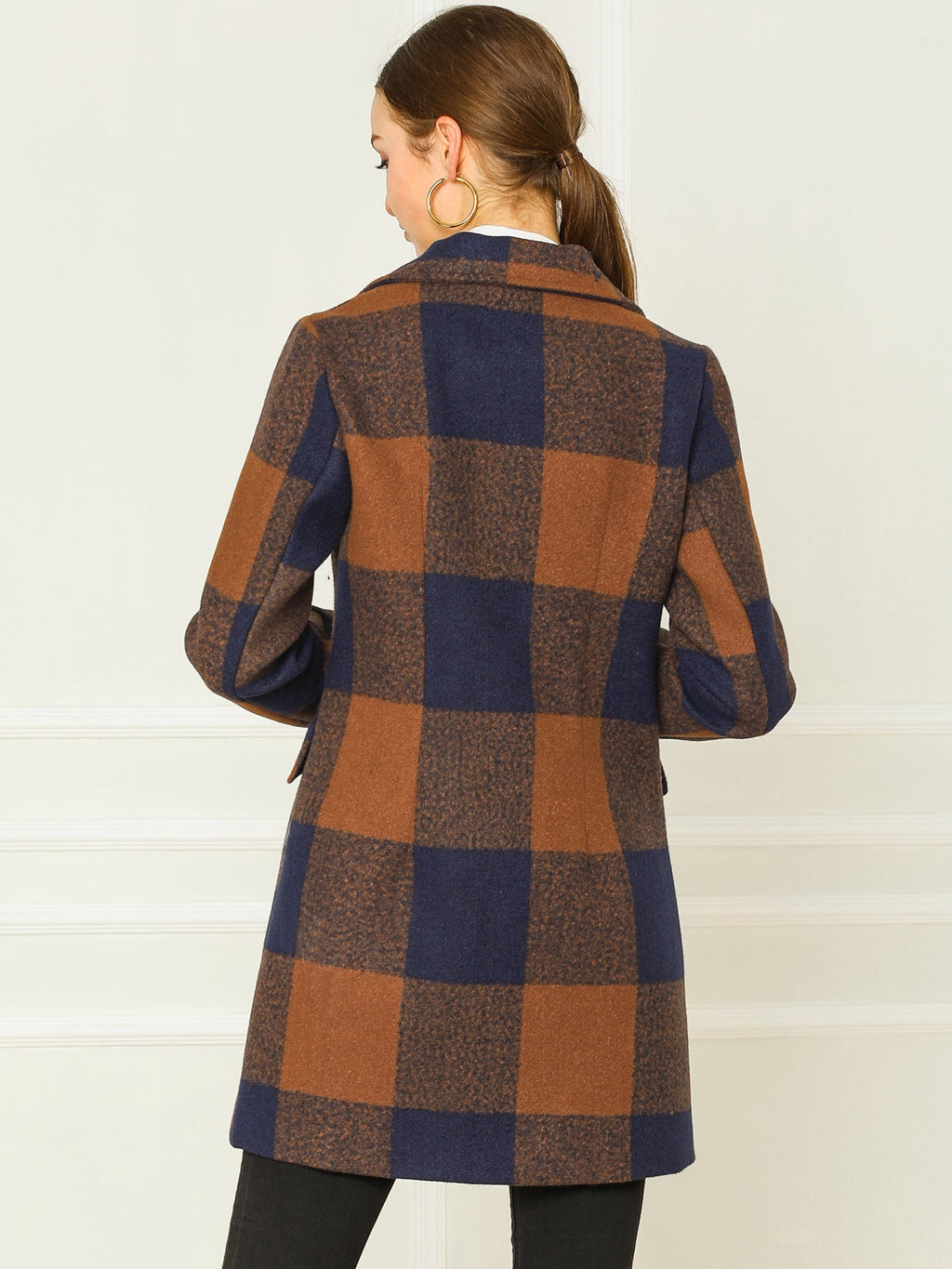 Women’s Long Coat | Double-Breasted Pockets