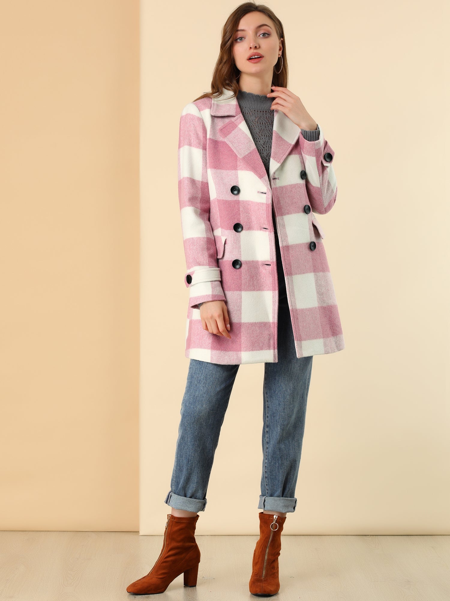 Women’s Long Coat | Double-Breasted Pockets