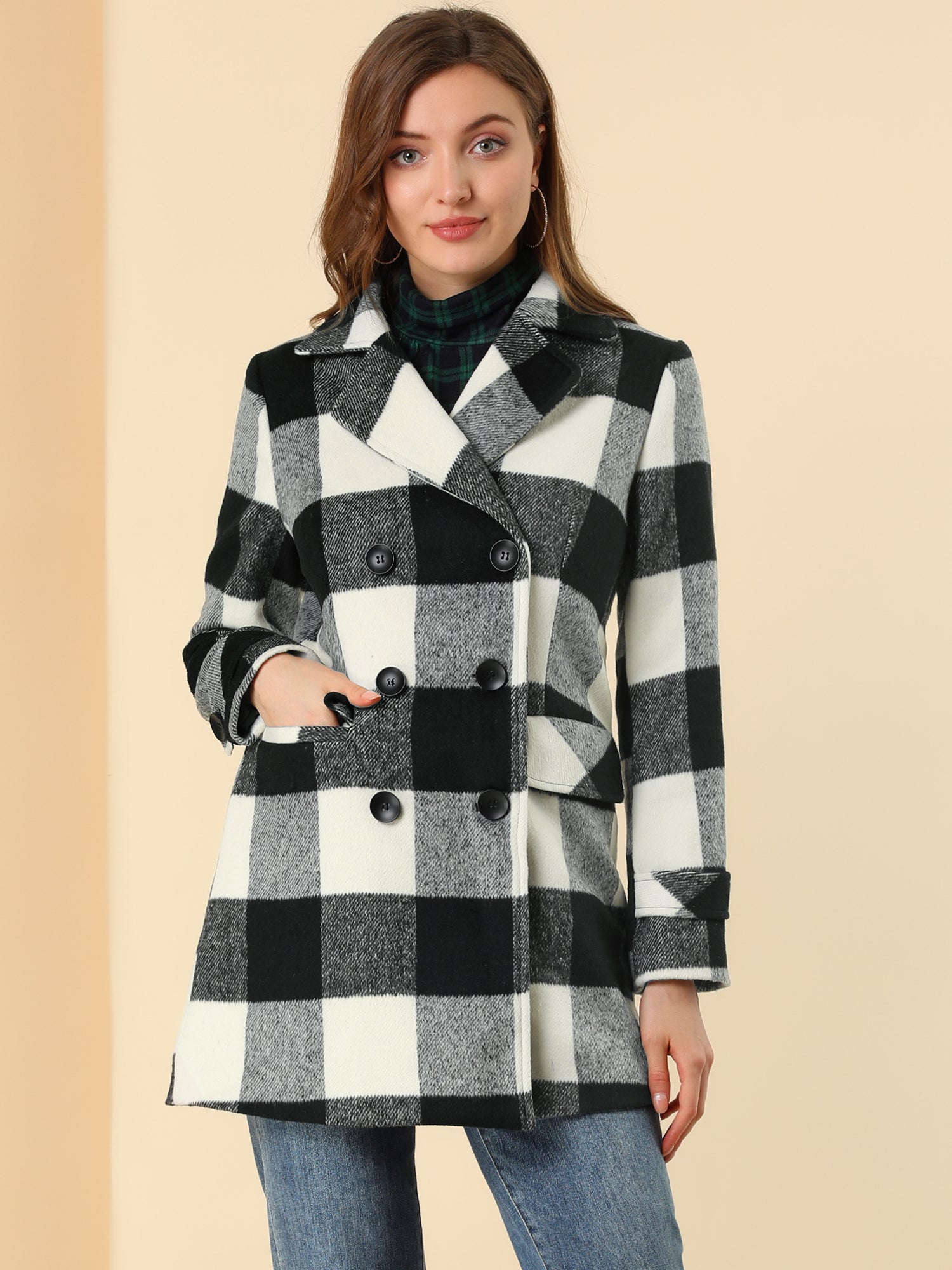 Women’s Long Coat | Double-Breasted Pockets