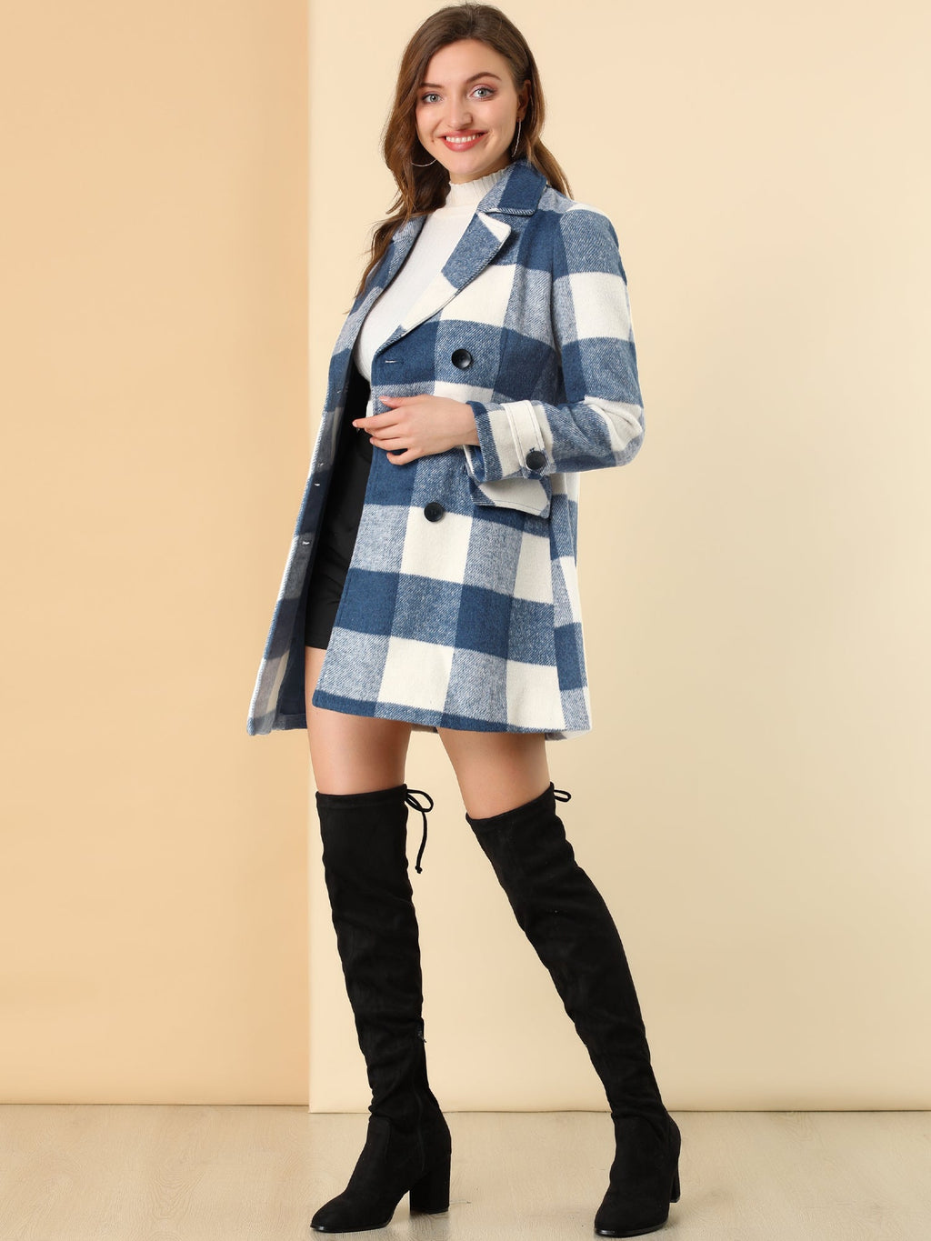 Women’s Long Coat | Double-Breasted Pockets