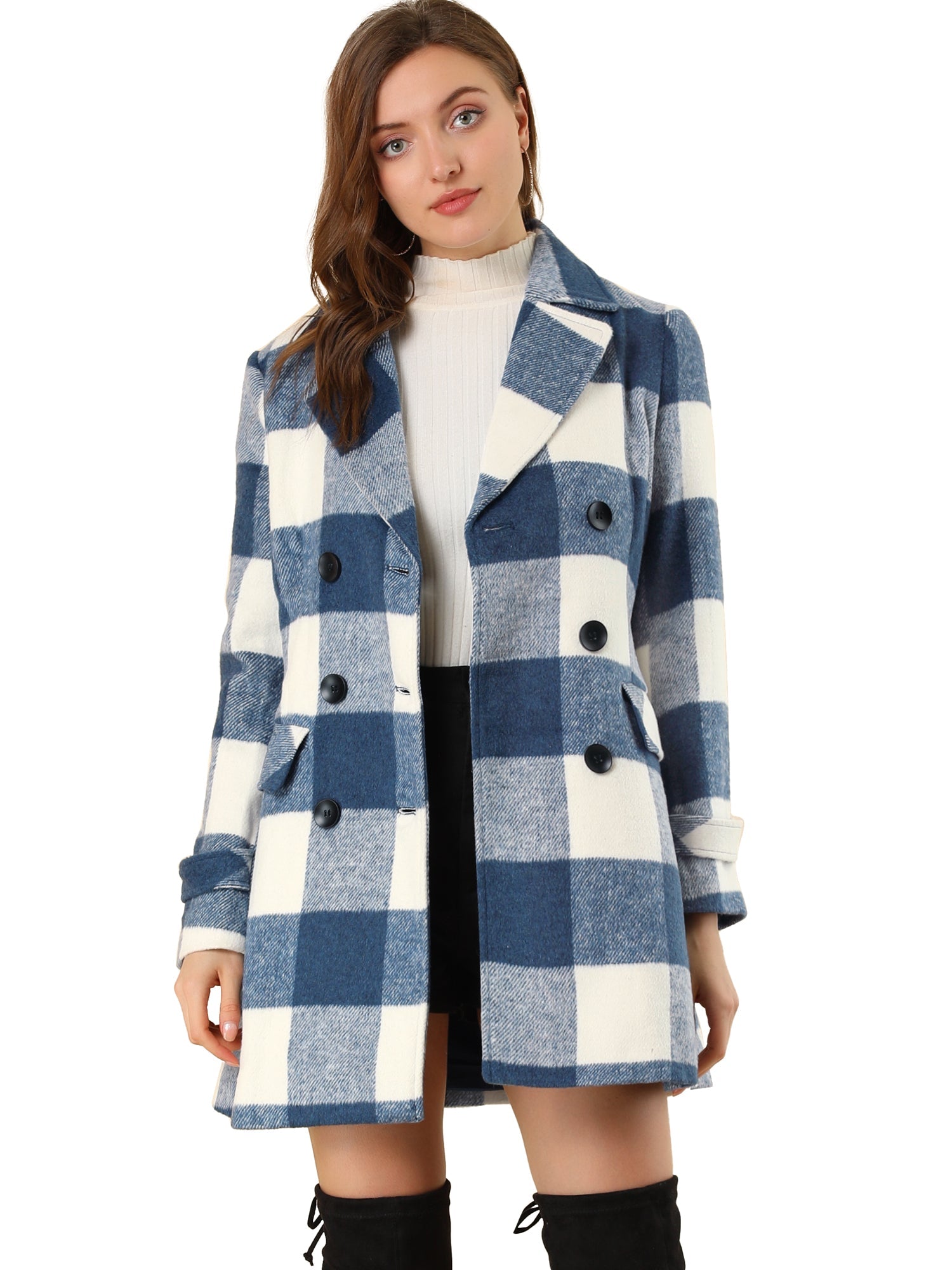 Women’s Long Coat | Double-Breasted Pockets