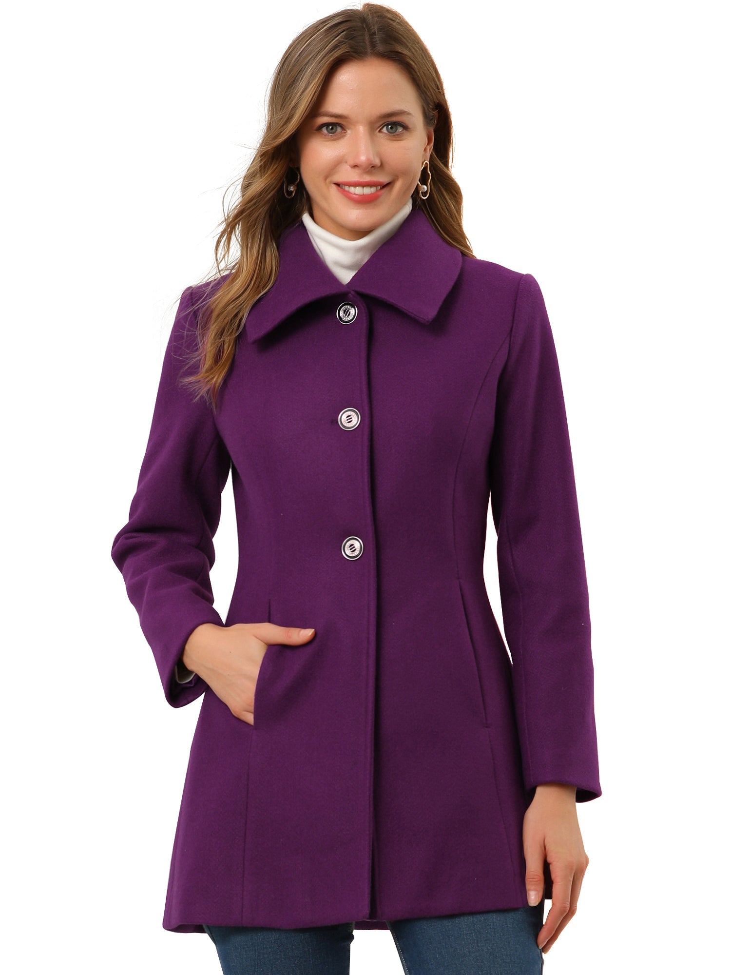 Women’s Casual Coat | Button Up and Pockets
