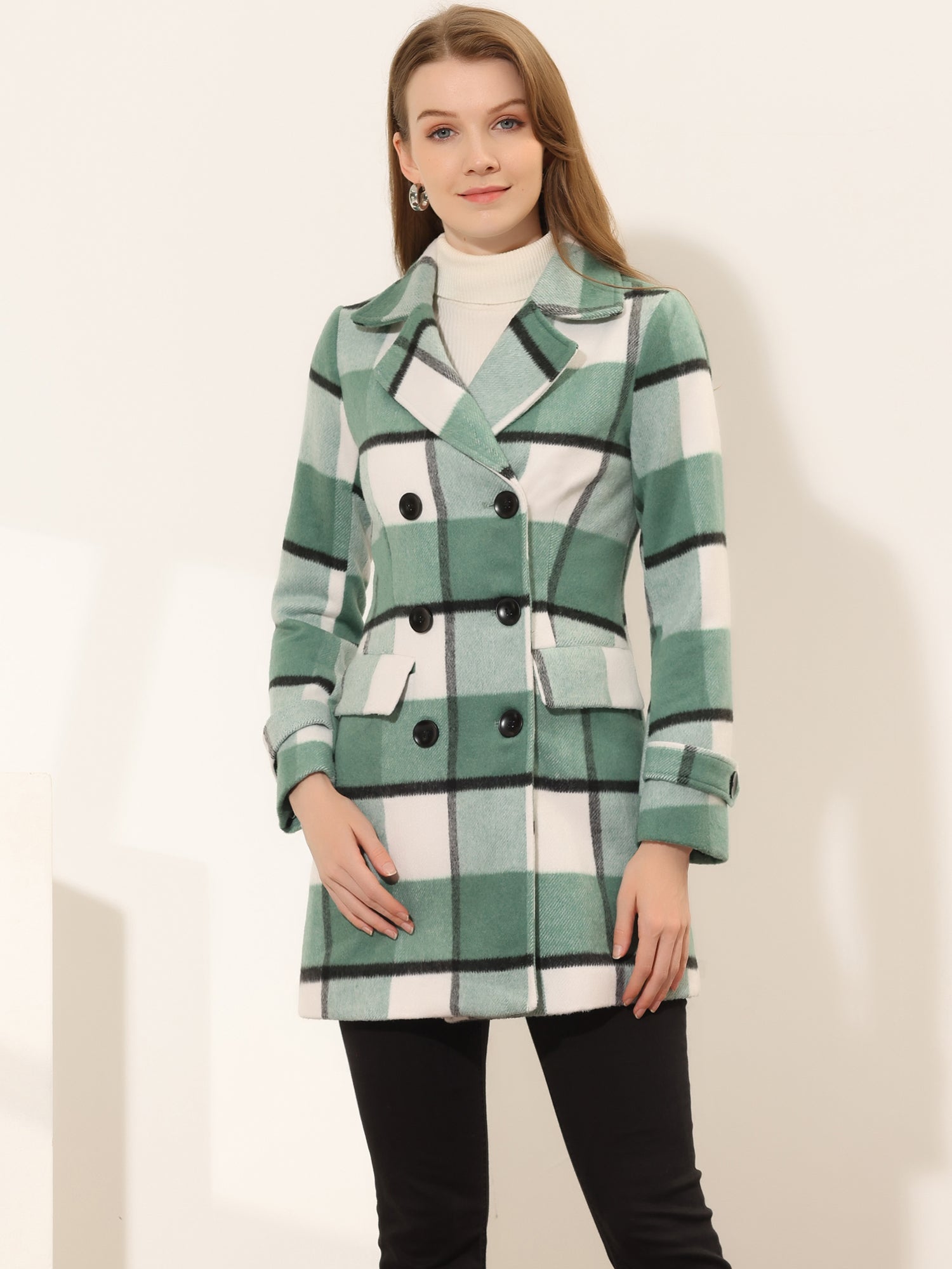 Women’s Long Coat | Double-Breasted Pockets