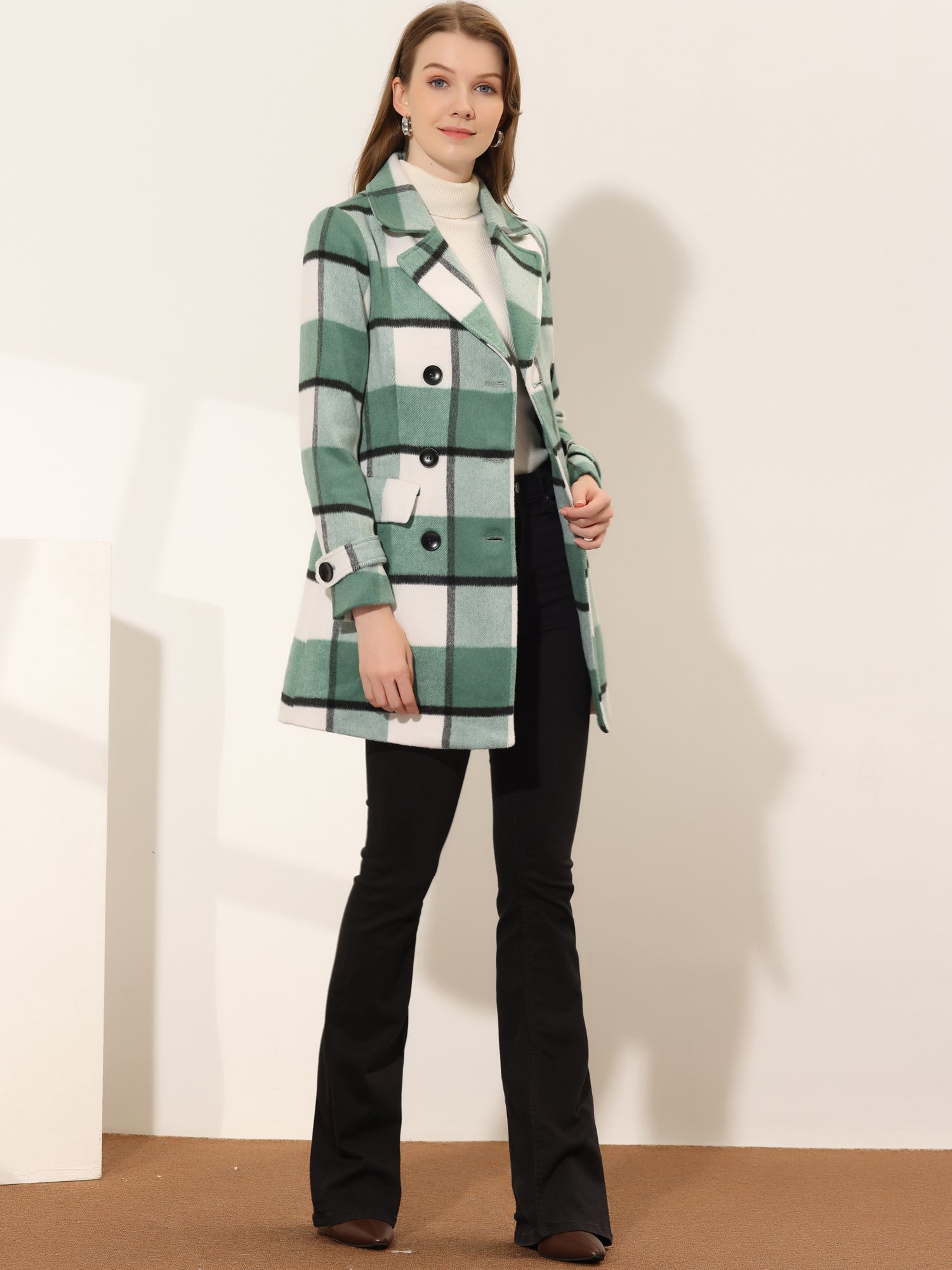 Women’s Long Coat | Double-Breasted Pockets
