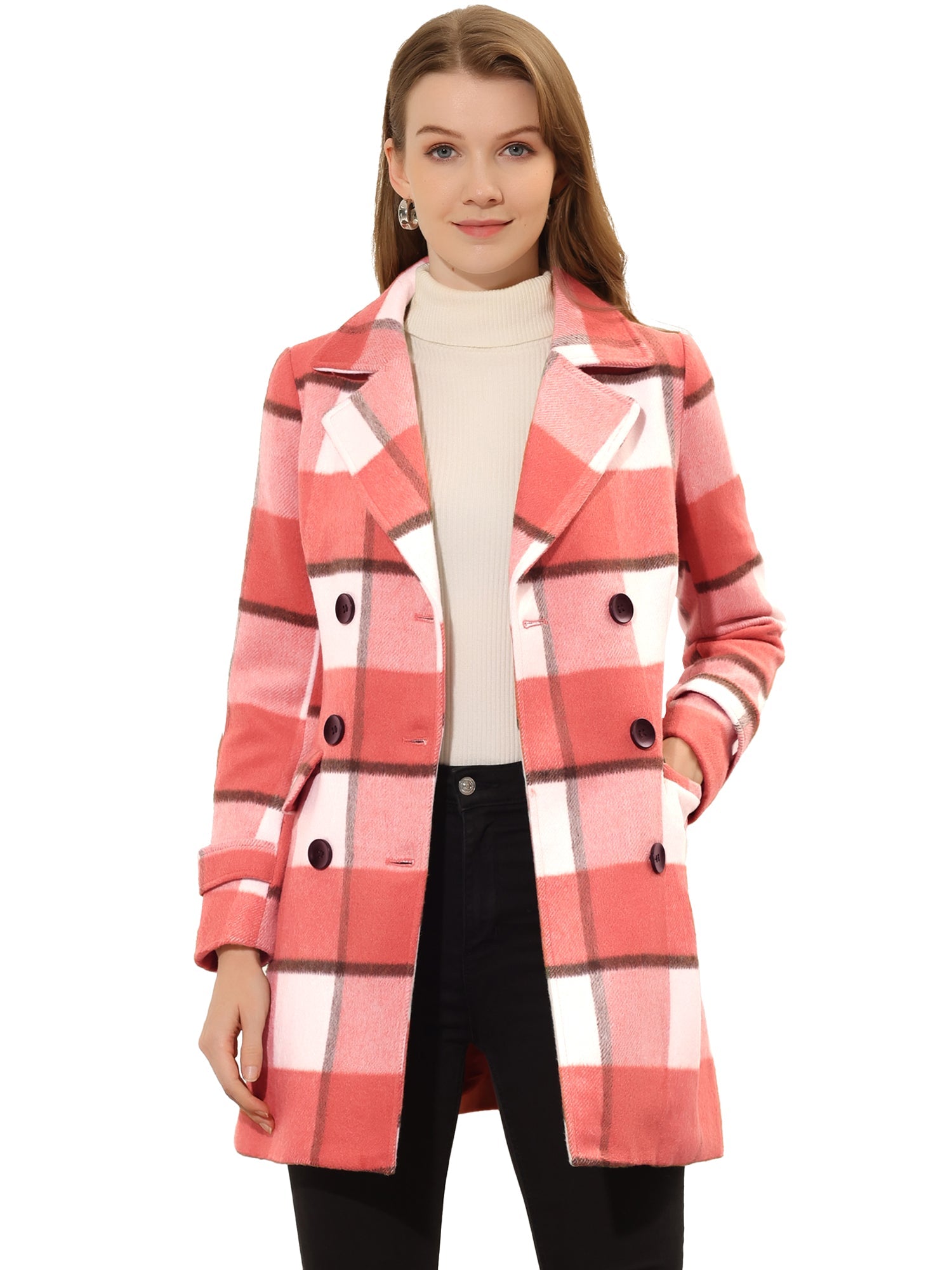 Women’s Long Coat | Double-Breasted Pockets