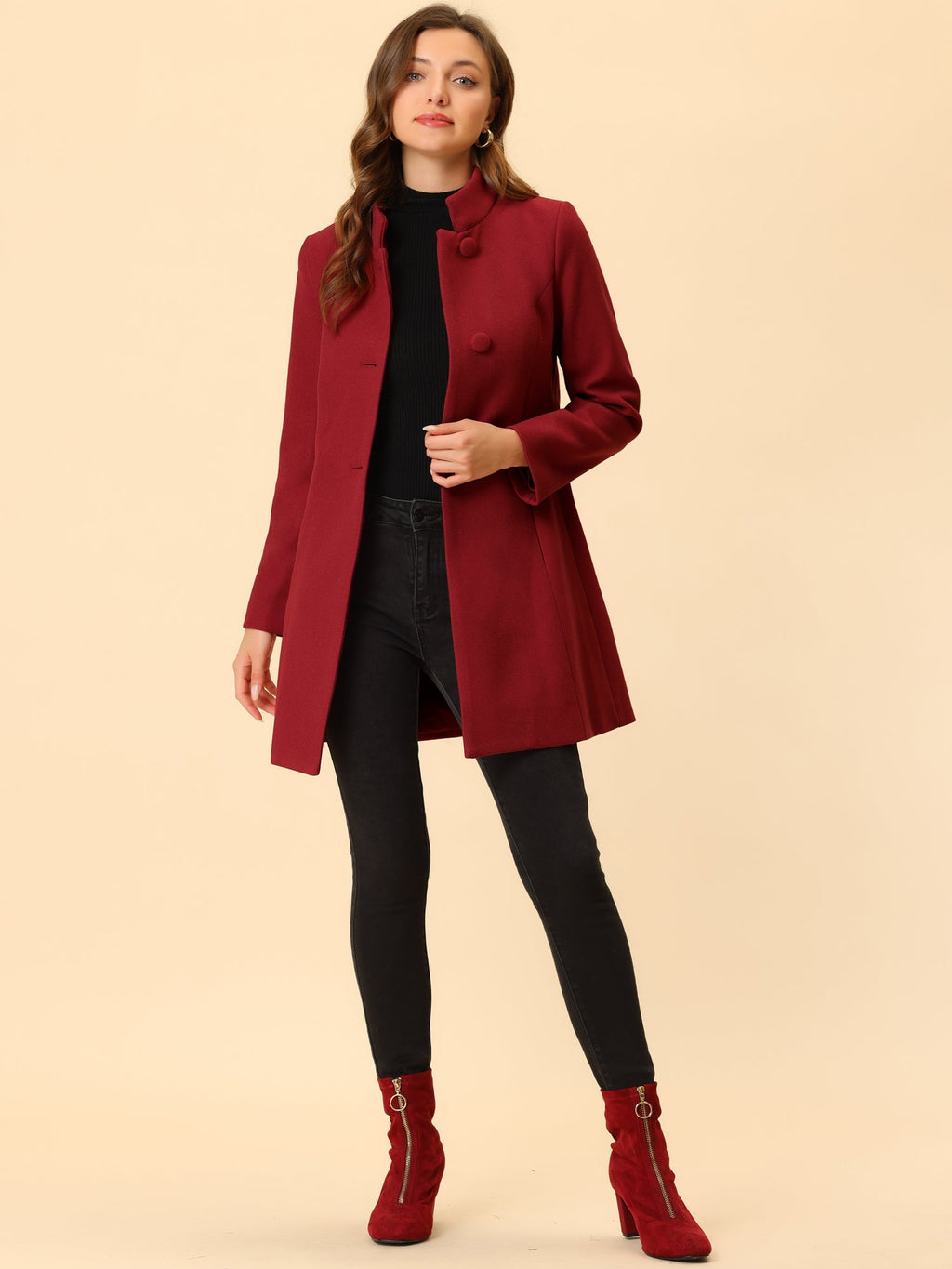 Women’s Long Coat | Buttoned Pockets