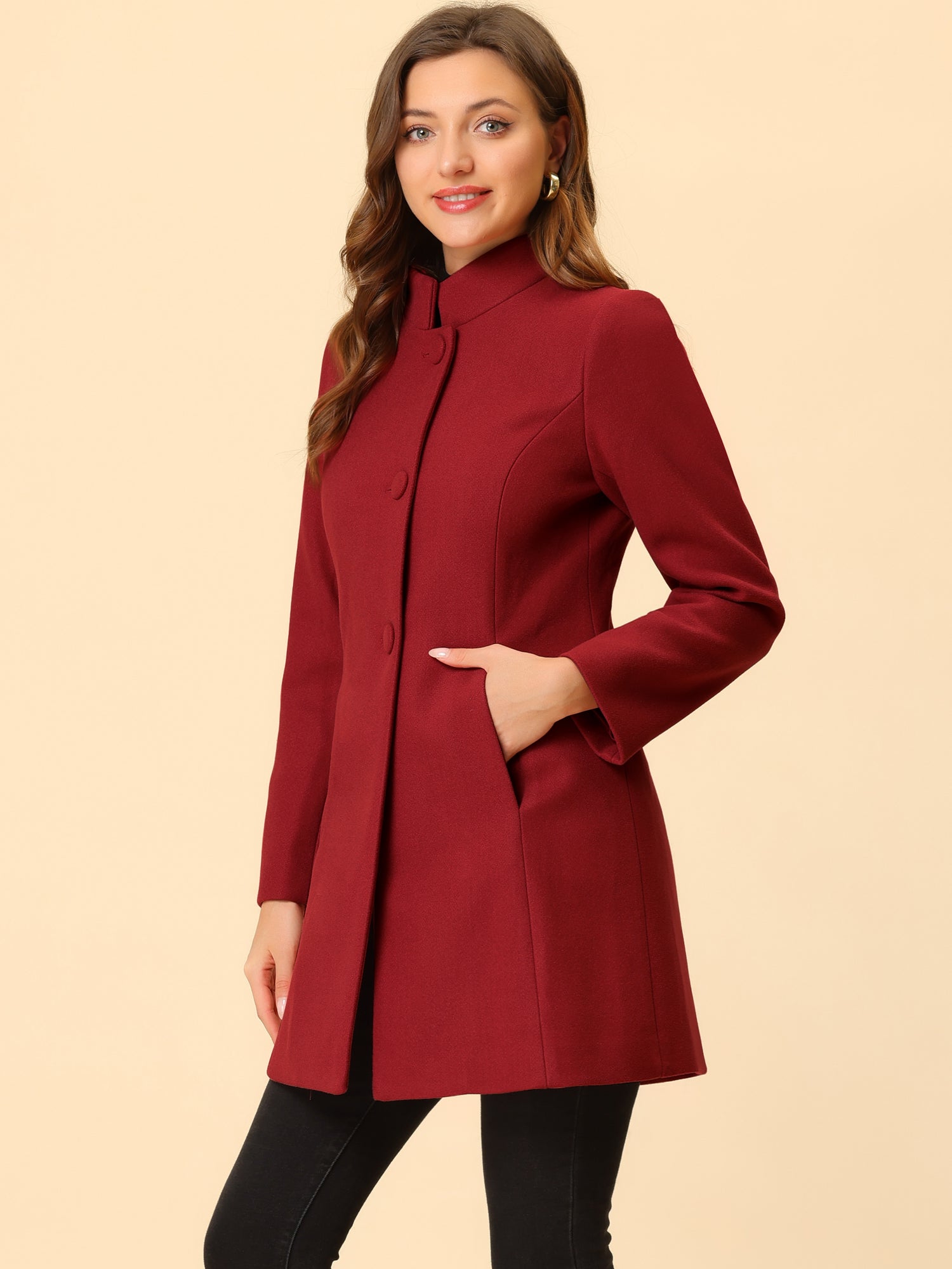 Women’s Long Coat | Buttoned Pockets
