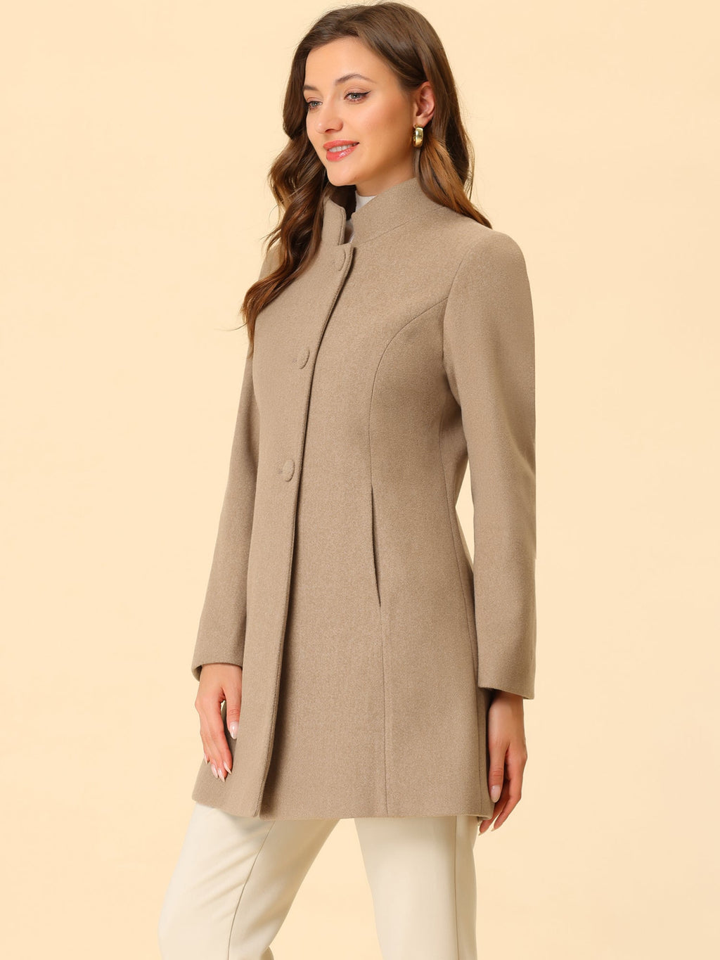 Women’s Long Coat | Buttoned Pockets