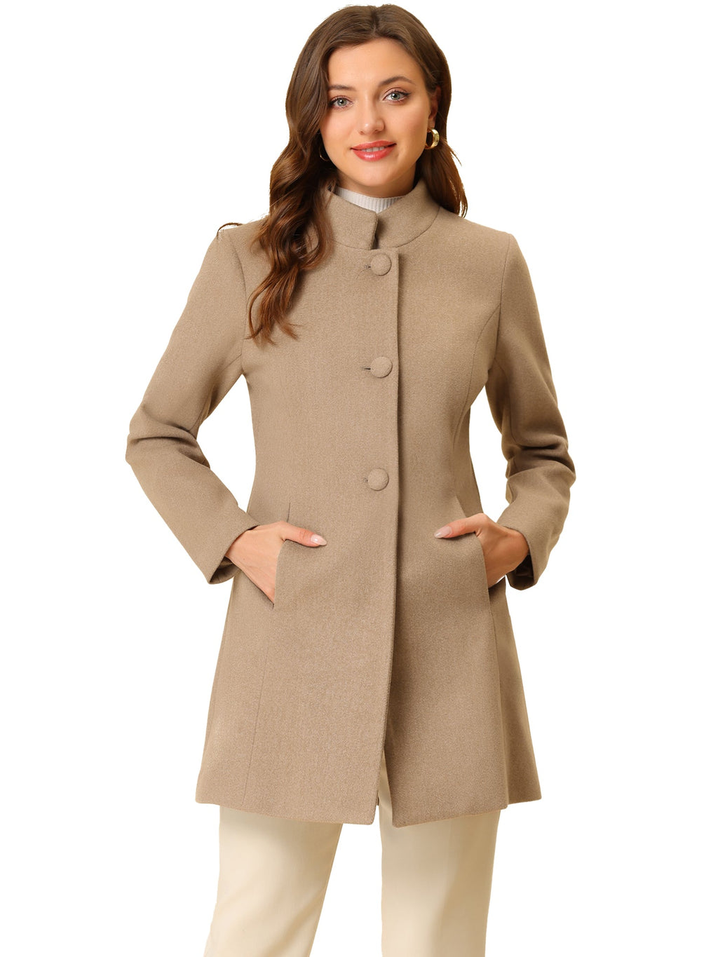 Women’s Long Coat | Buttoned Pockets