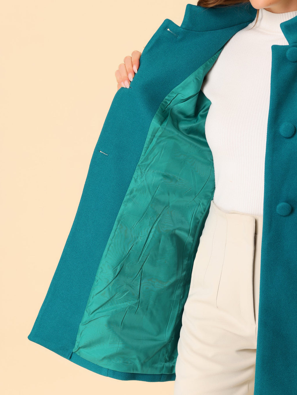 Women’s Long Coat | Buttoned Pockets