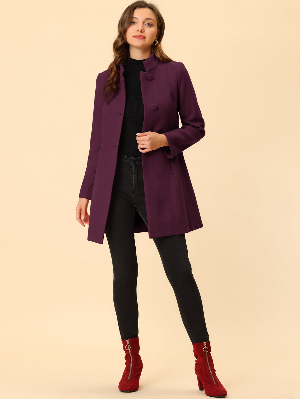 Women’s Long Coat | Buttoned Pockets