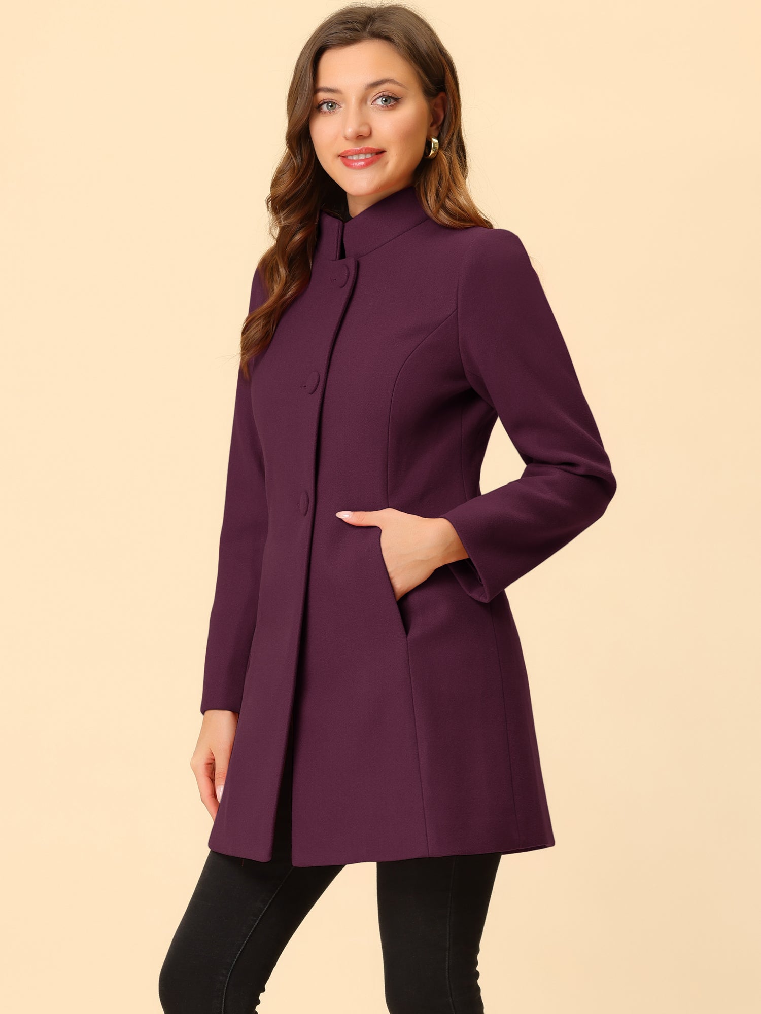 Women’s Long Coat | Buttoned Pockets