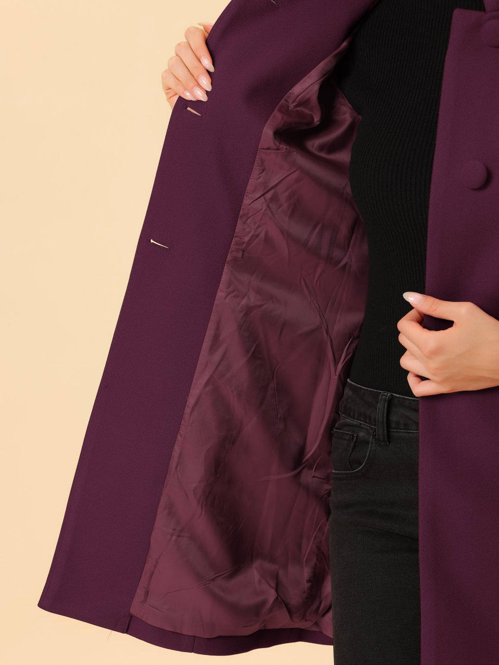 Women’s Long Coat | Buttoned Pockets