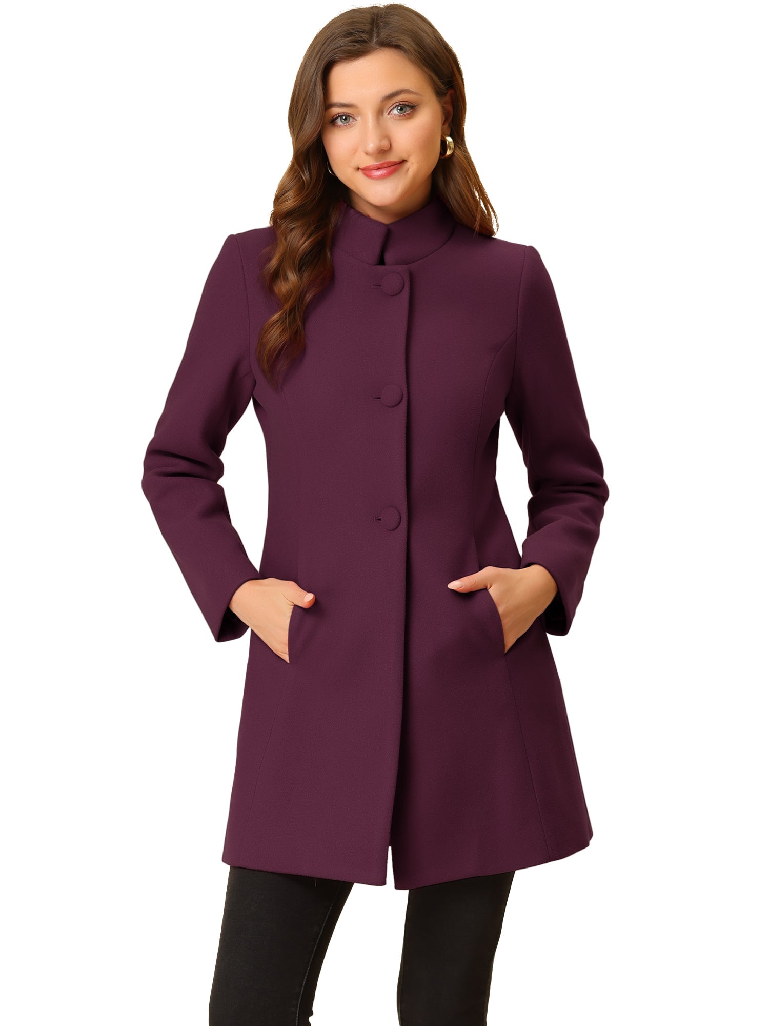 Women’s Long Coat | Buttoned Pockets