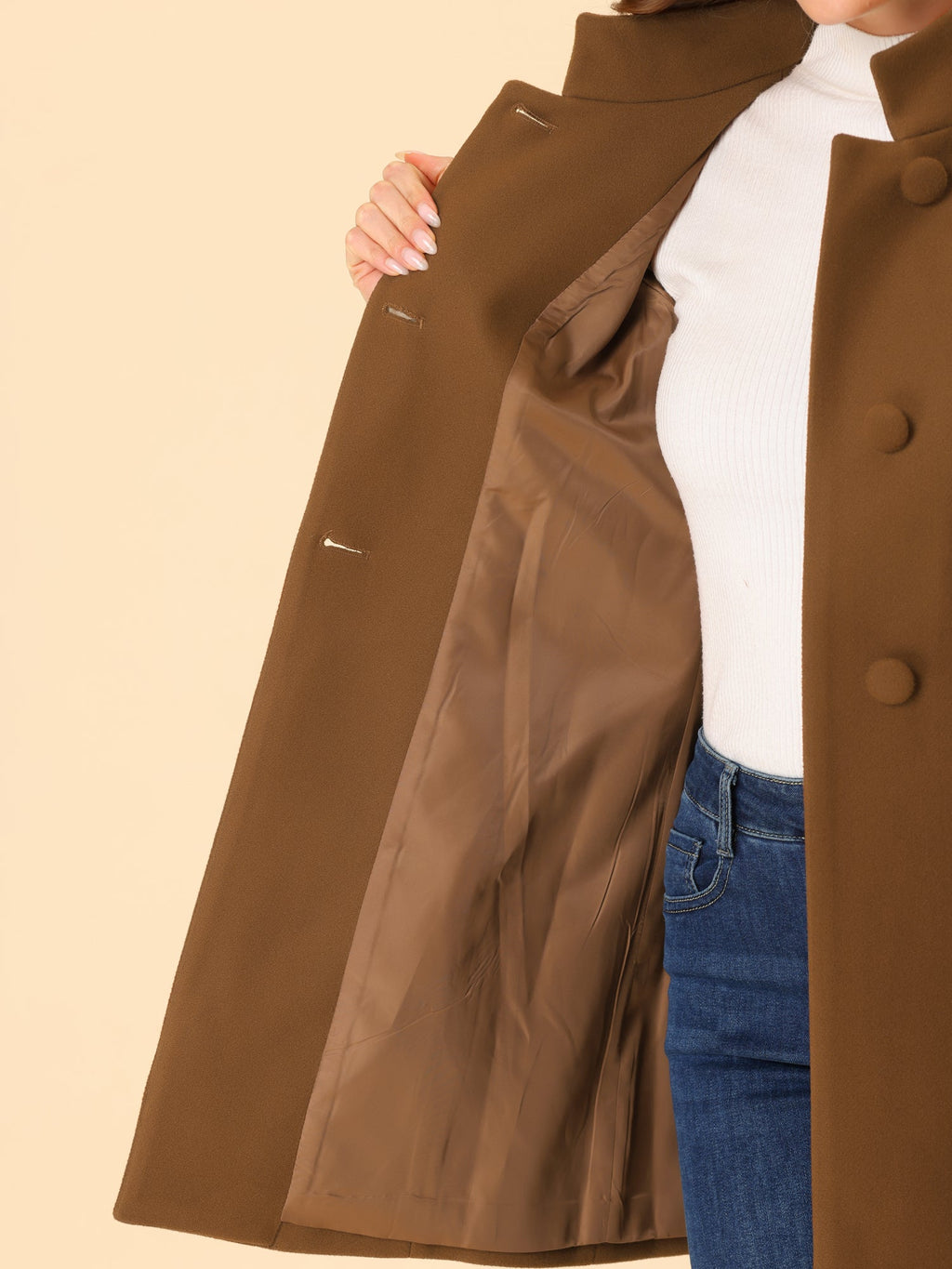 Women’s Long Coat | Buttoned Pockets