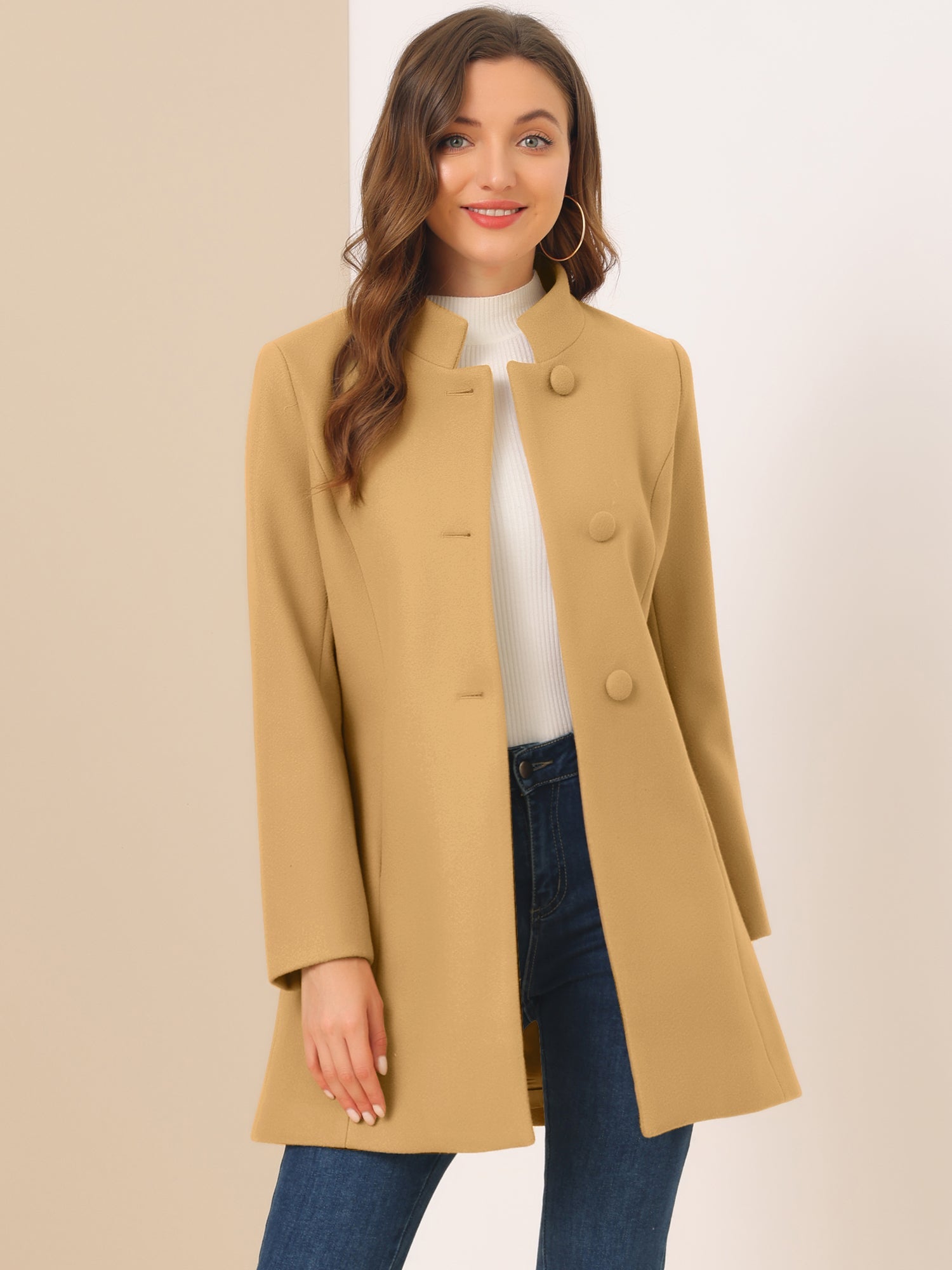 Women’s Long Coat | Buttoned Pockets