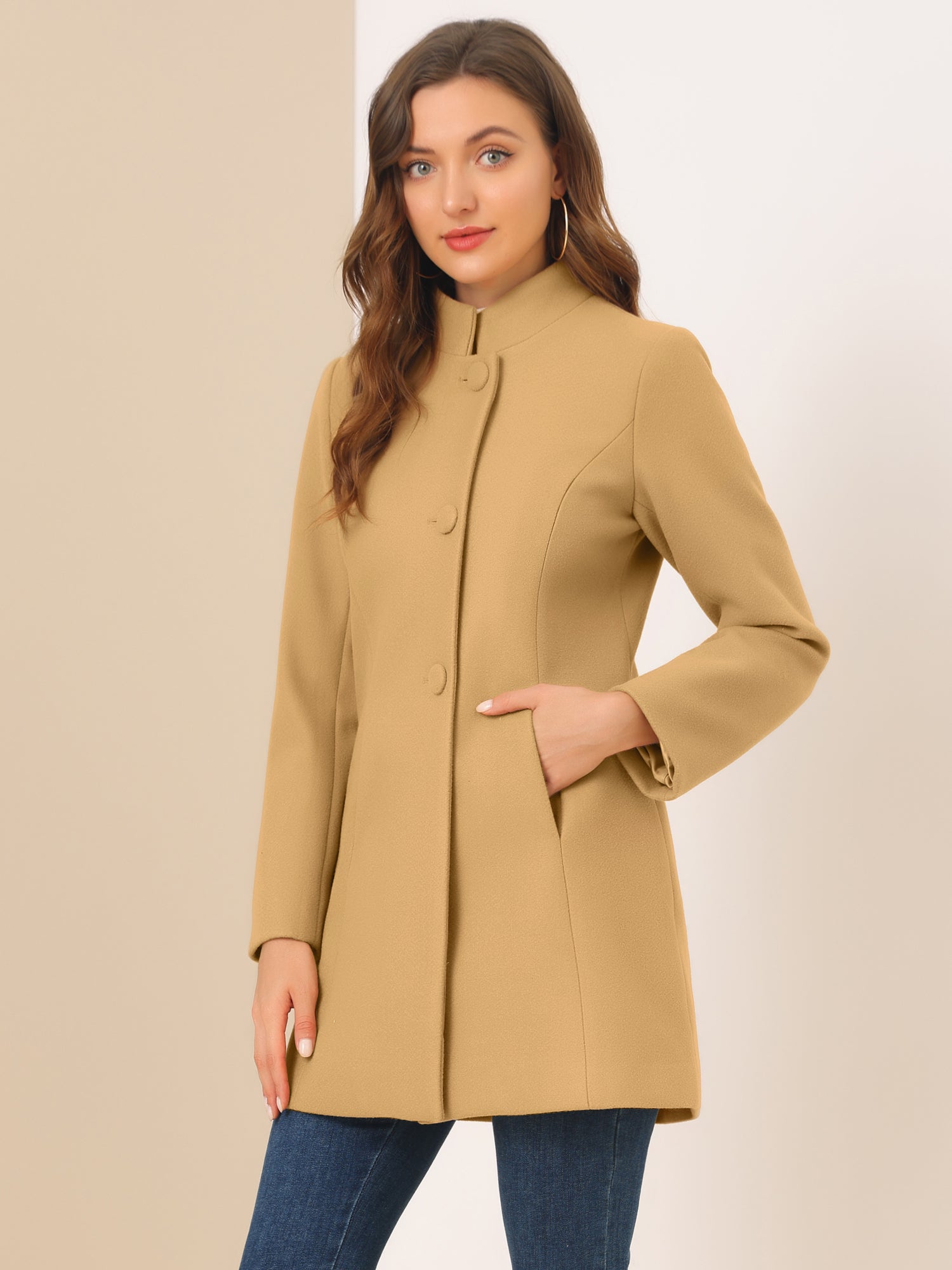 Women’s Long Coat | Buttoned Pockets