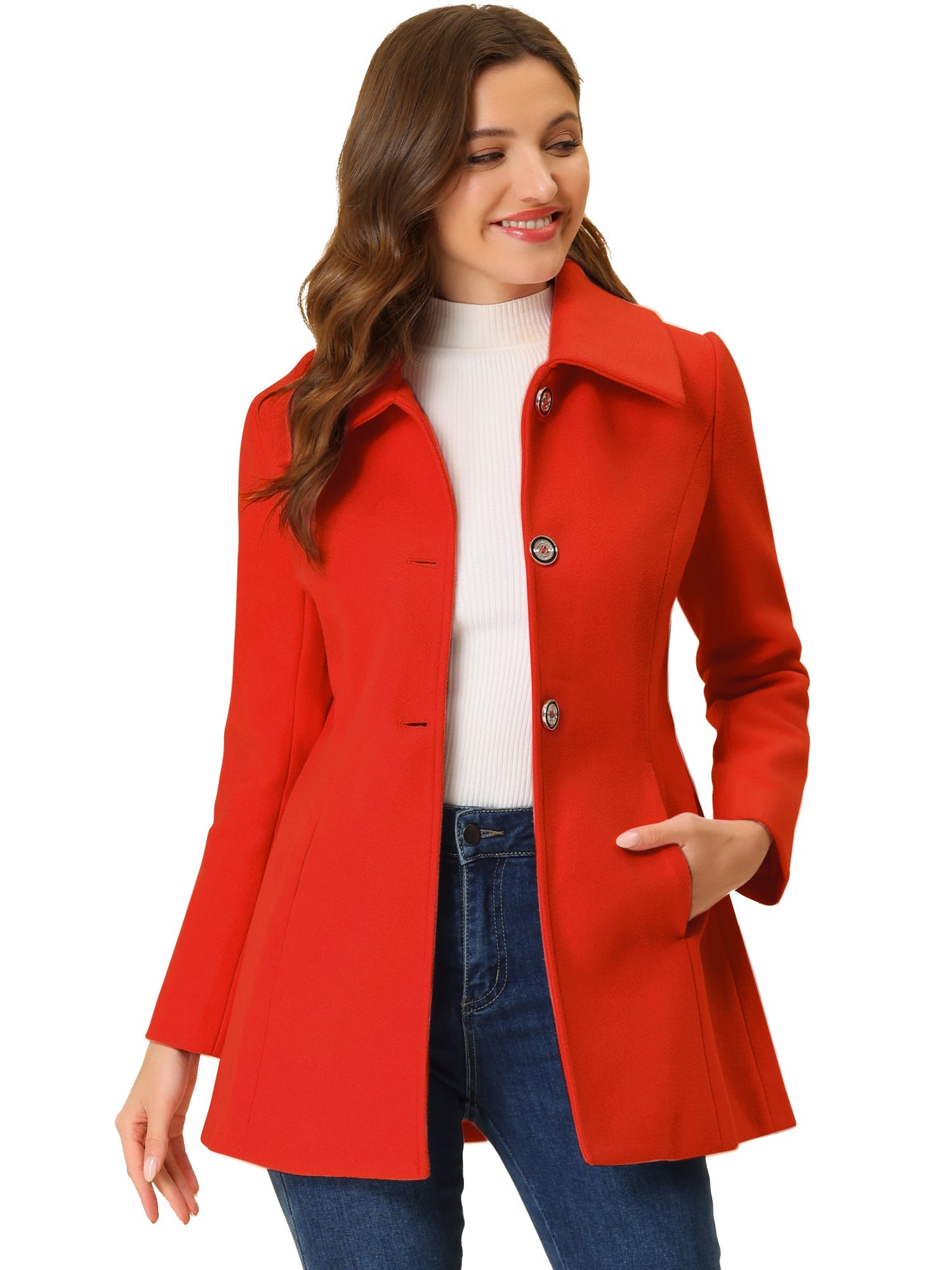 Women’s Casual Coat | Button Up and Pockets