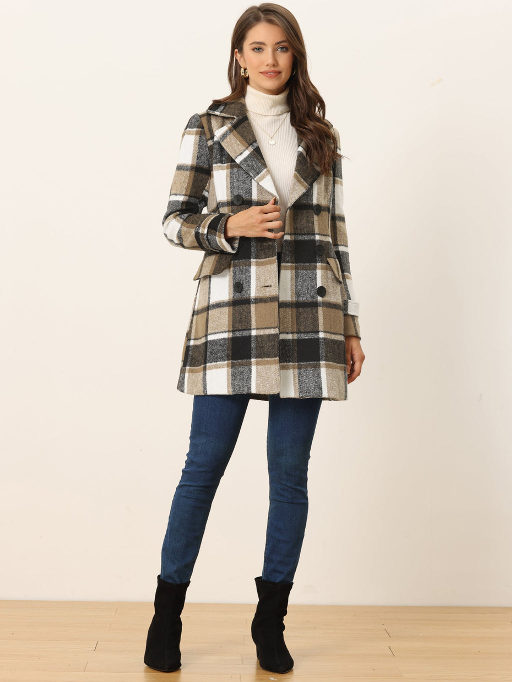 Women’s Long Coat | Double-Breasted Pockets