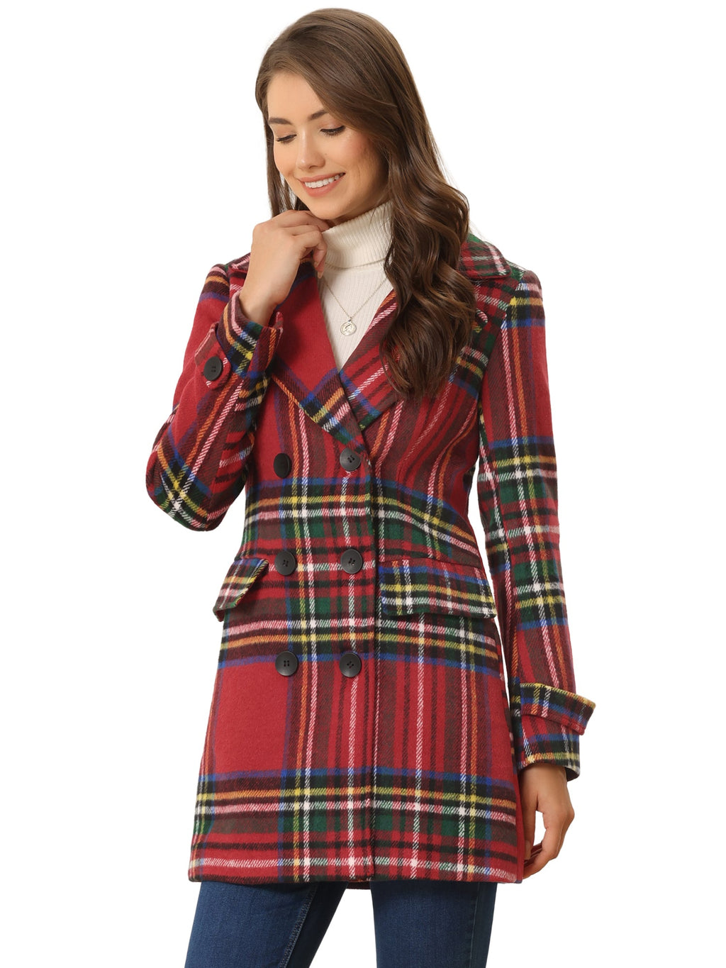 Women’s Long Coat | Double-Breasted Pockets