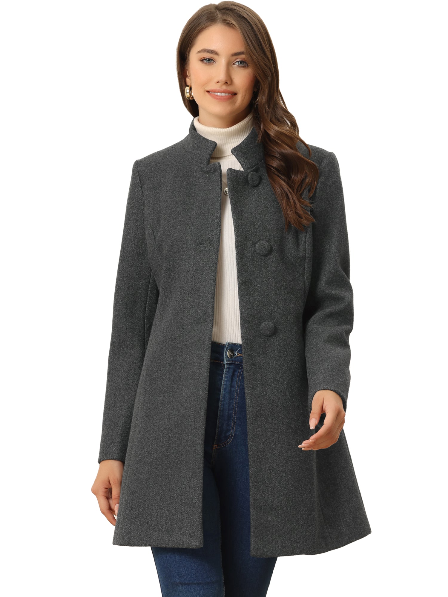 Women’s Long Coat | Buttoned Pockets