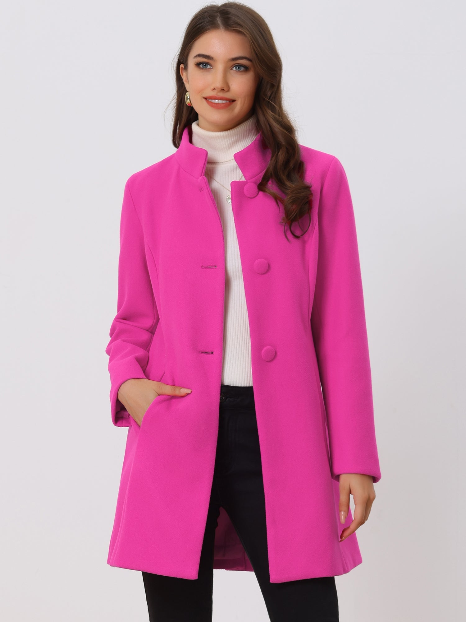 Women’s Long Coat | Buttoned Pockets