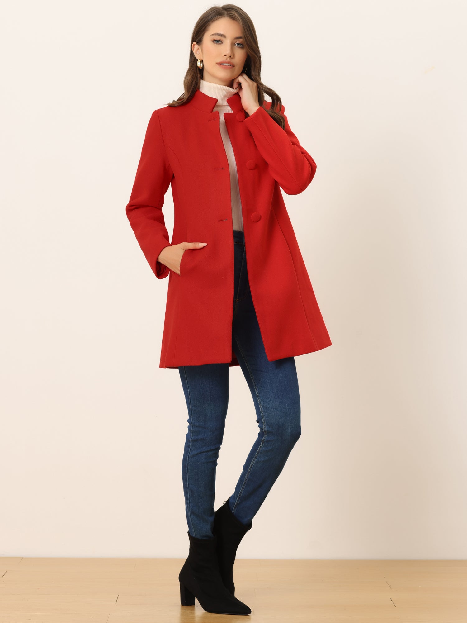 Women’s Long Coat | Buttoned Pockets