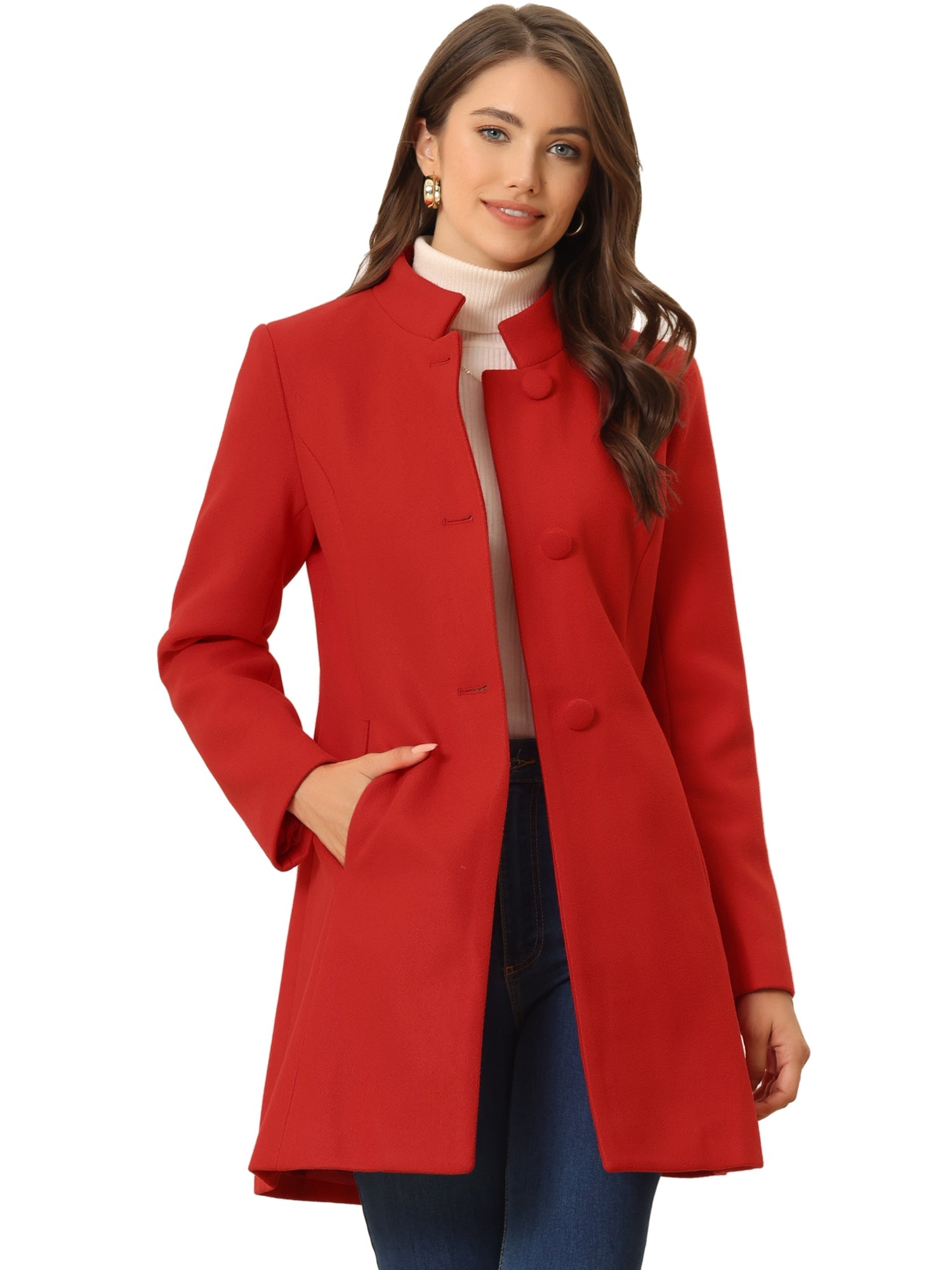 Women’s Long Coat | Buttoned Pockets