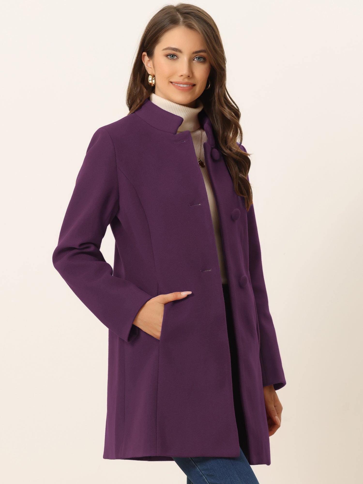 Women’s Long Coat | Buttoned Pockets
