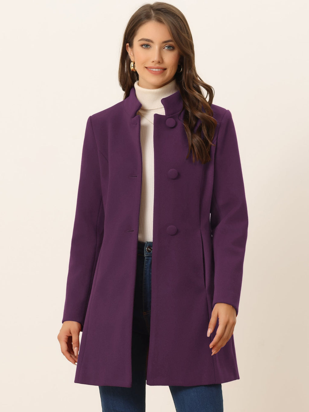 Women’s Long Coat | Buttoned Pockets