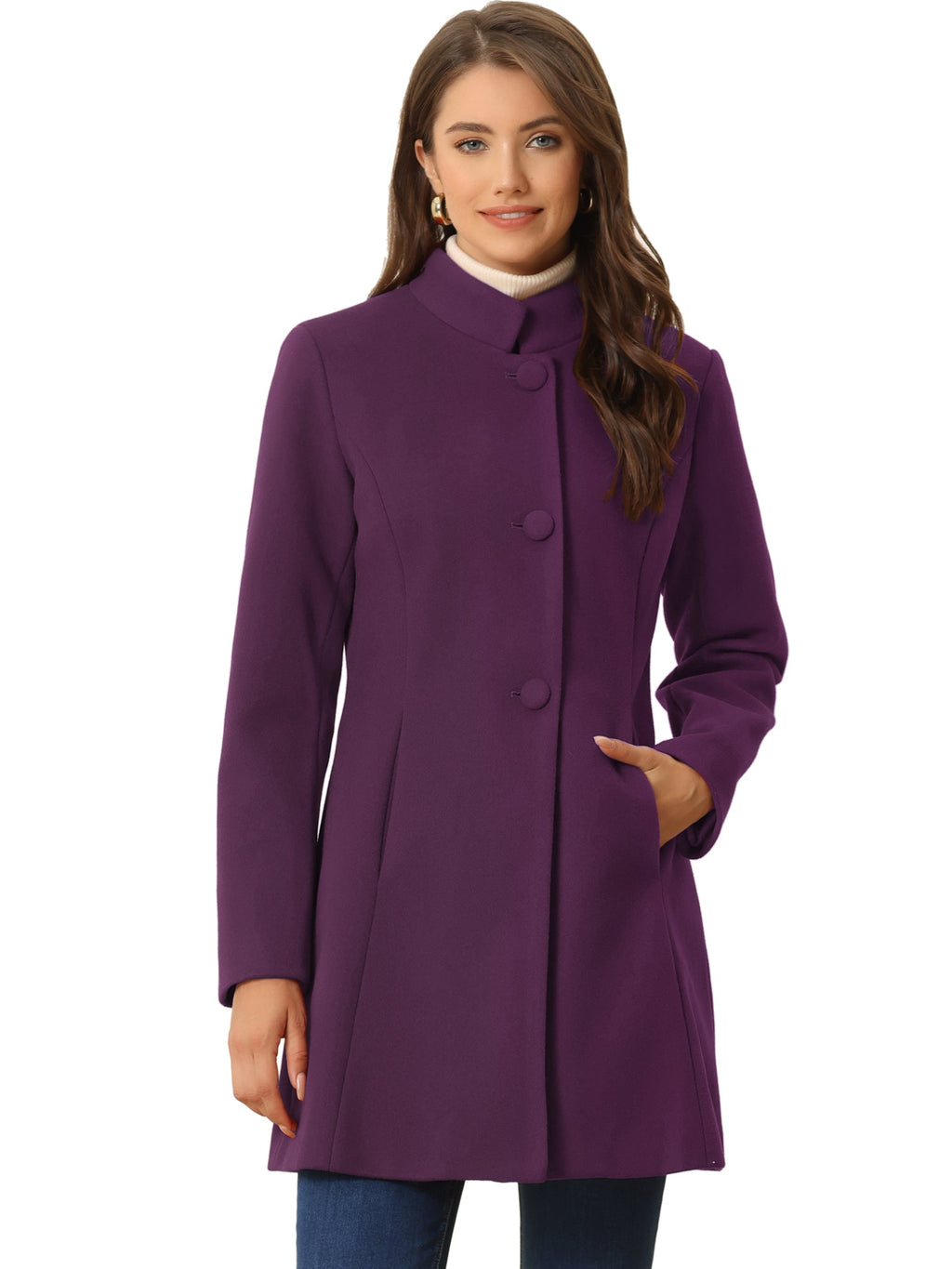 Women’s Long Coat | Buttoned Pockets