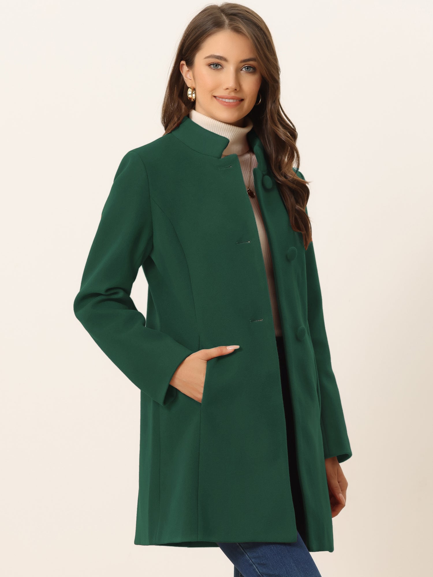 Women’s Long Coat | Buttoned Pockets
