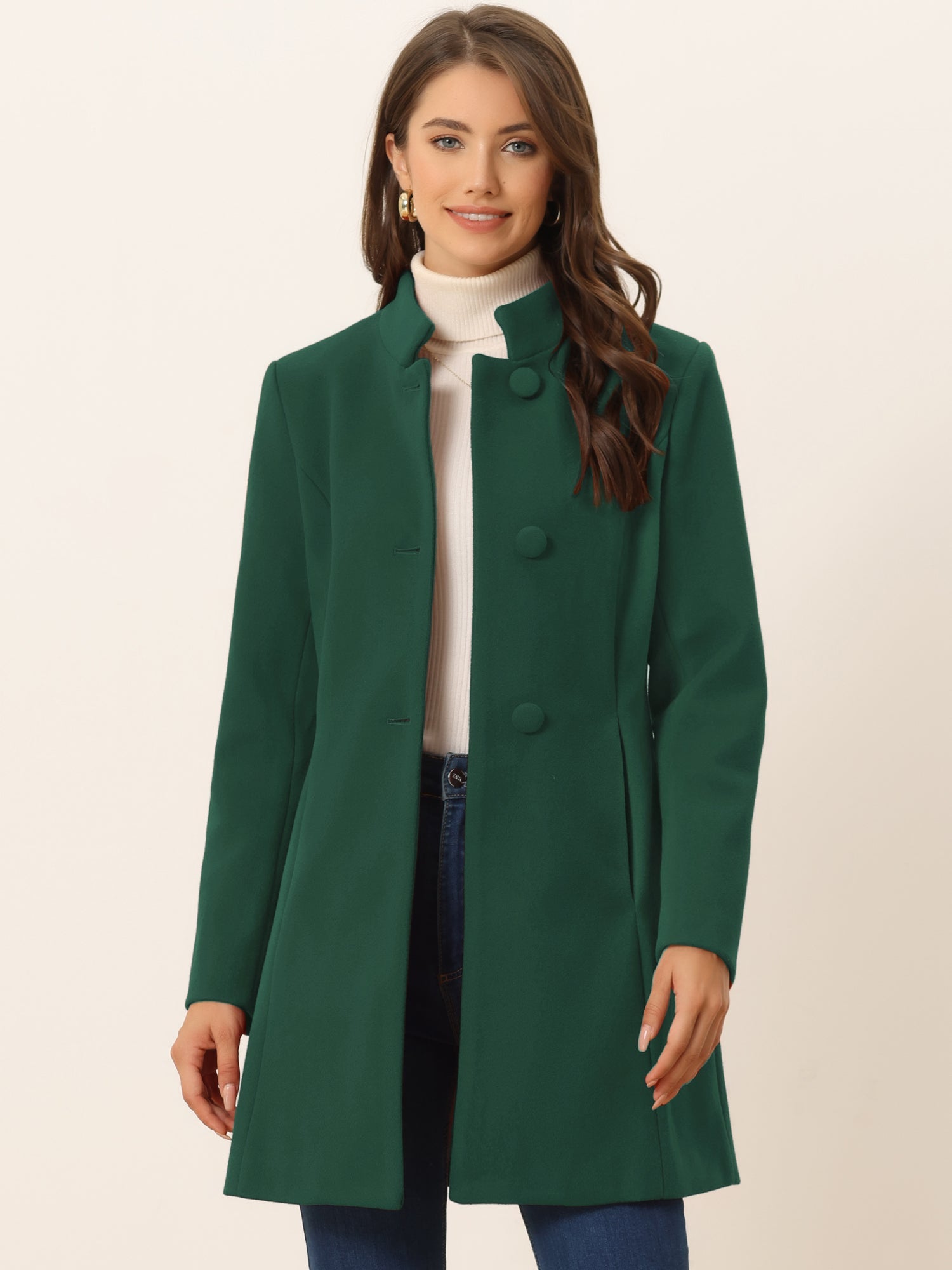 Women’s Long Coat | Buttoned Pockets