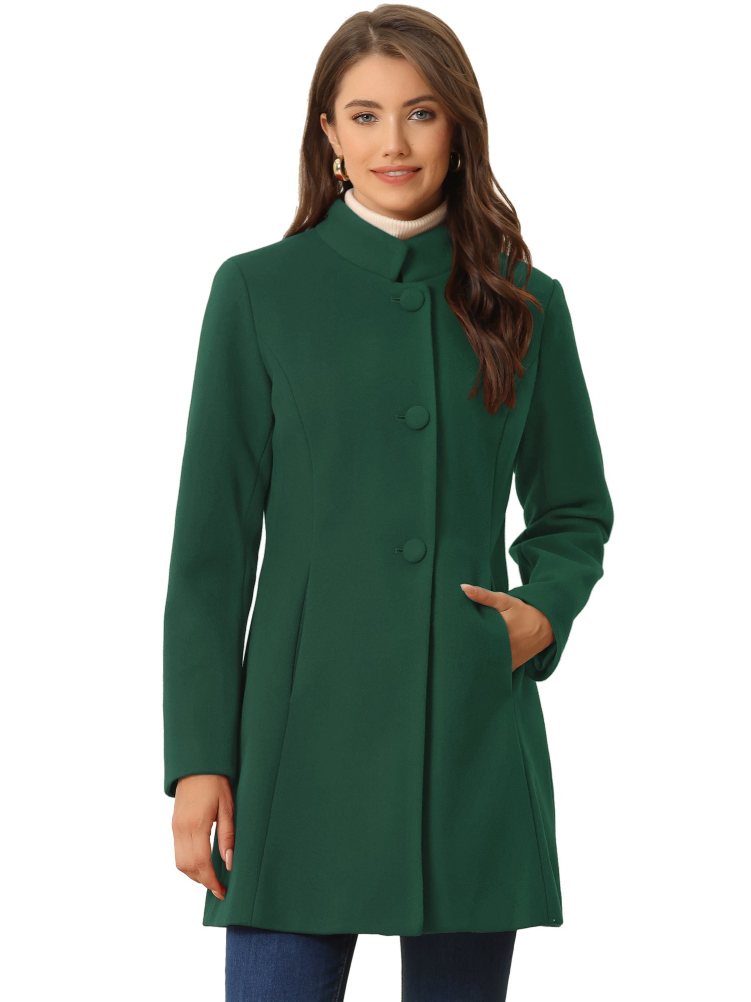 Women’s Long Coat | Buttoned Pockets