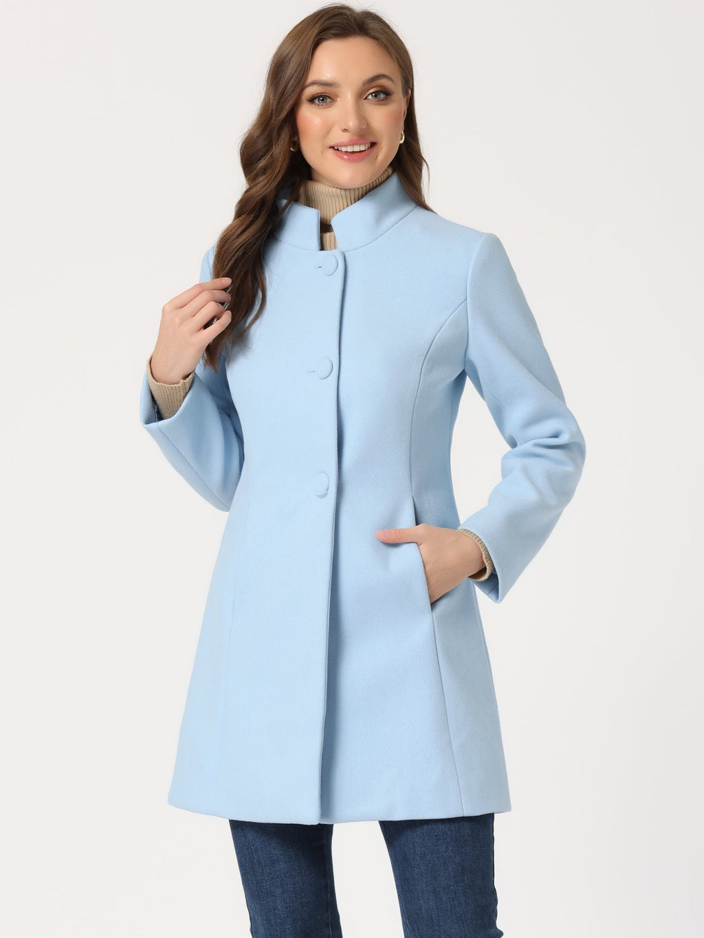 Women’s Long Coat | Buttoned Pockets
