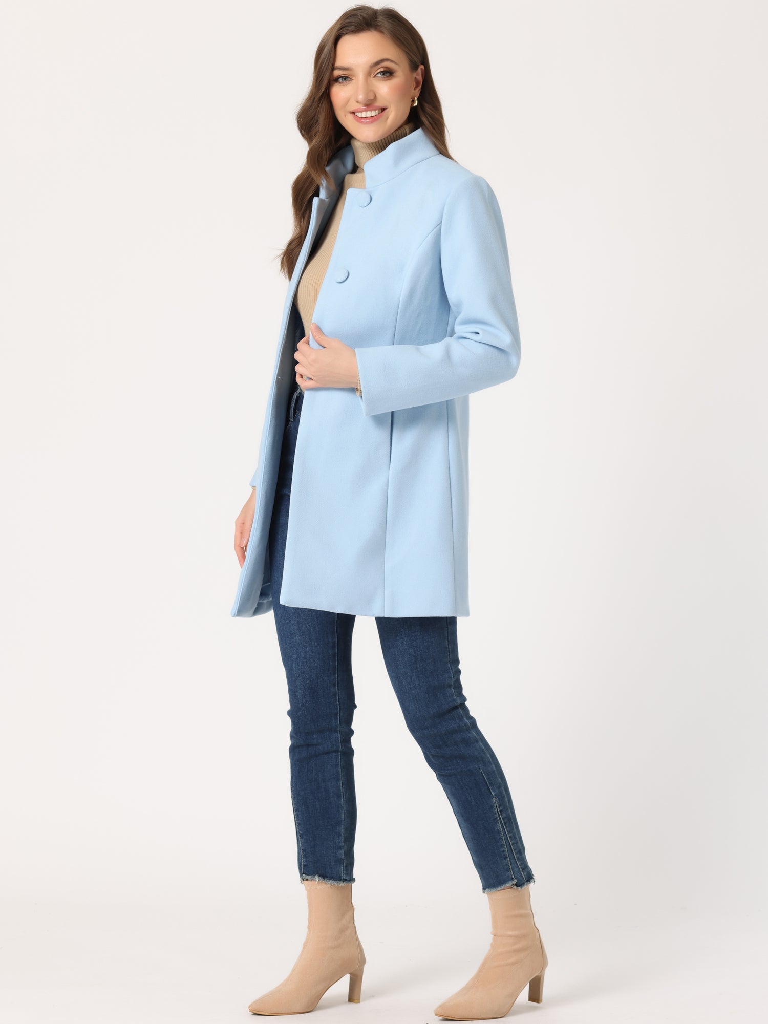 Women’s Long Coat | Buttoned Pockets