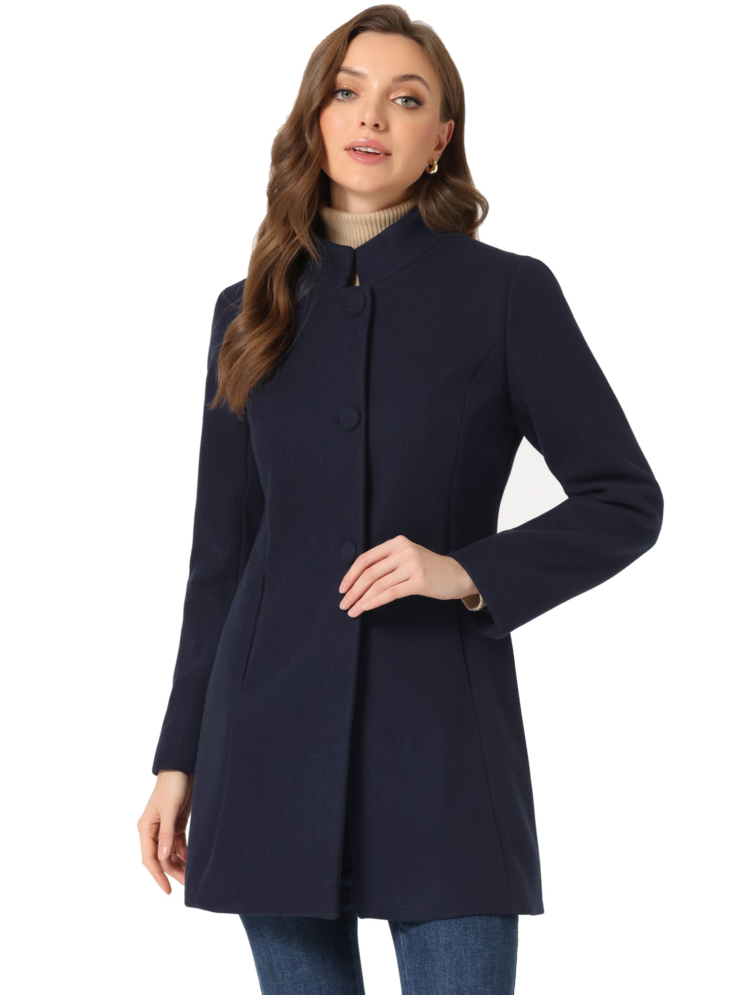 Women’s Long Coat | Buttoned Pockets