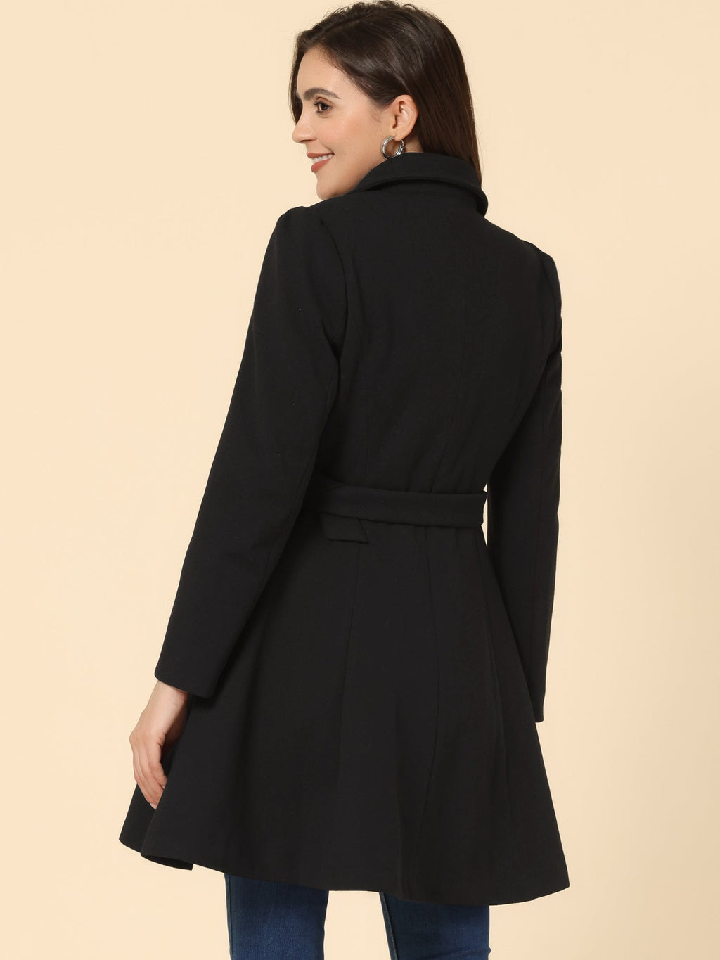 Women’s Long Trench Coat | Double-Breasted Pockets