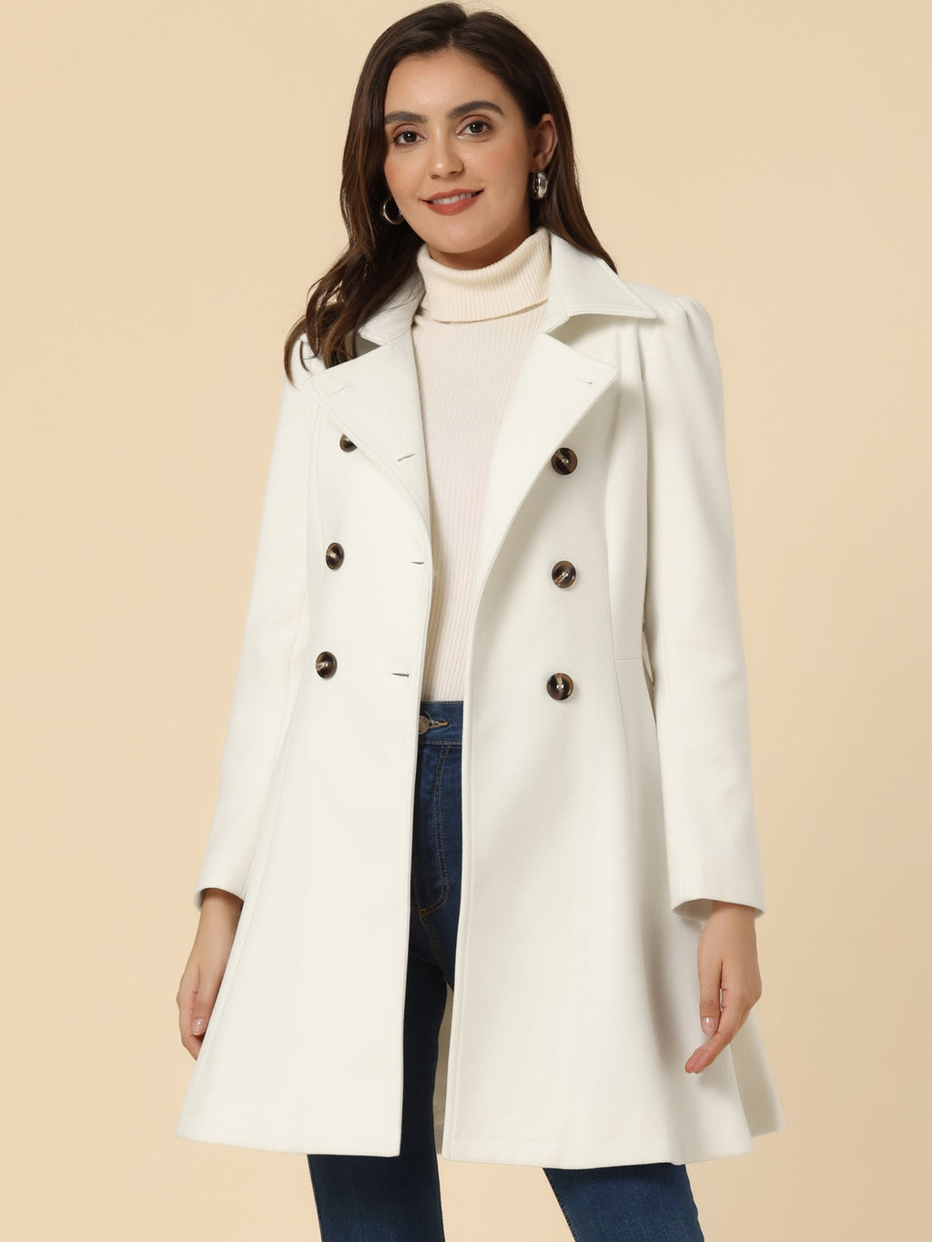 Women’s Long Trench Coat | Double-Breasted Pockets