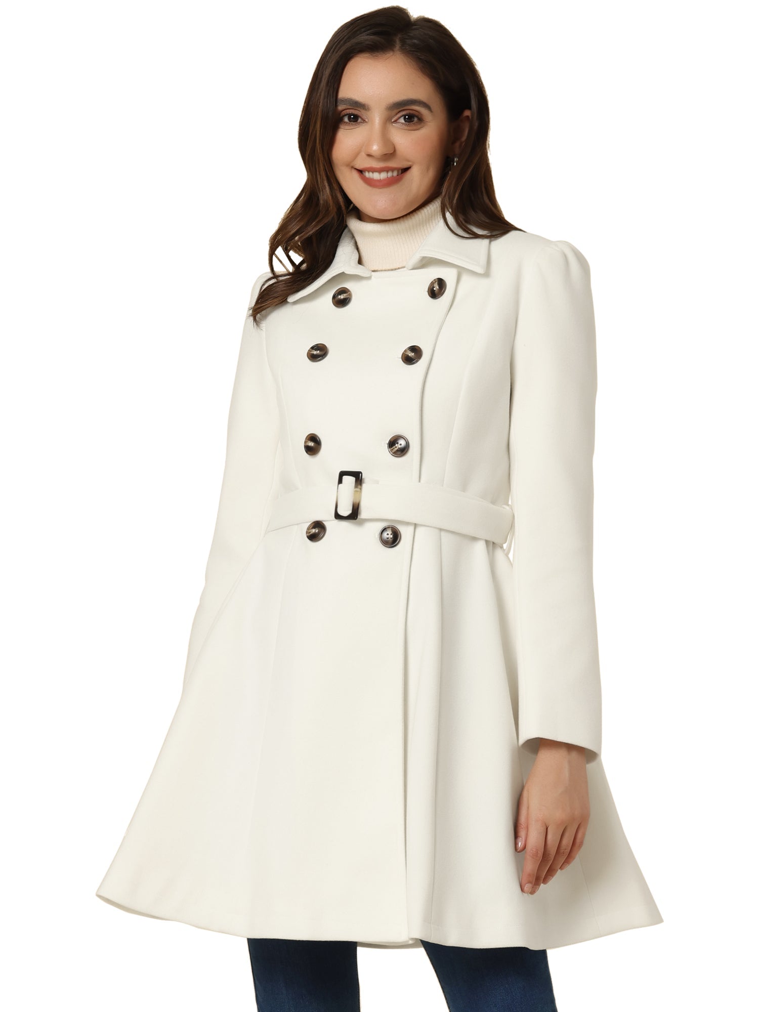 Women’s Long Trench Coat | Double-Breasted Pockets