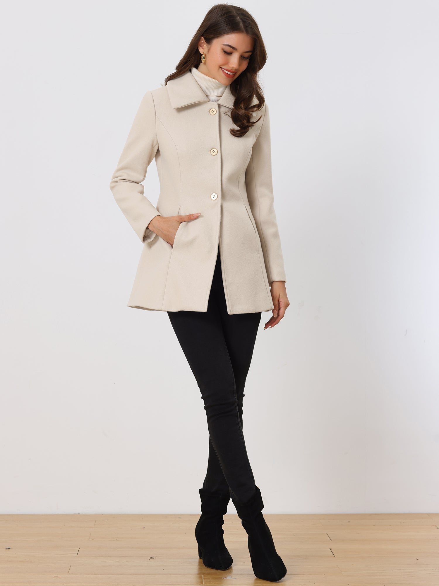 Women’s Casual Coat | Button Up and Pockets