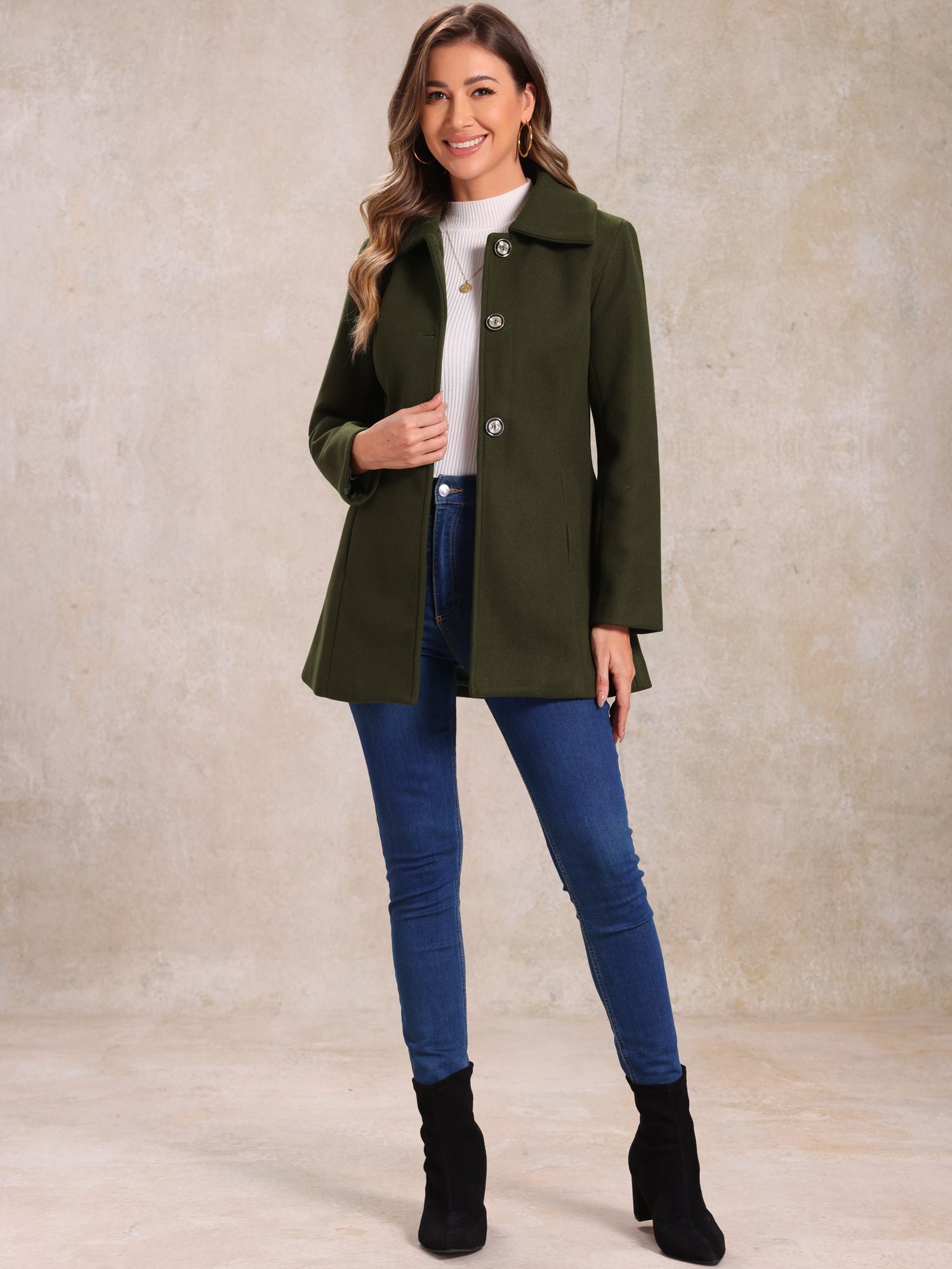 Women’s Casual Coat | Button Up and Pockets