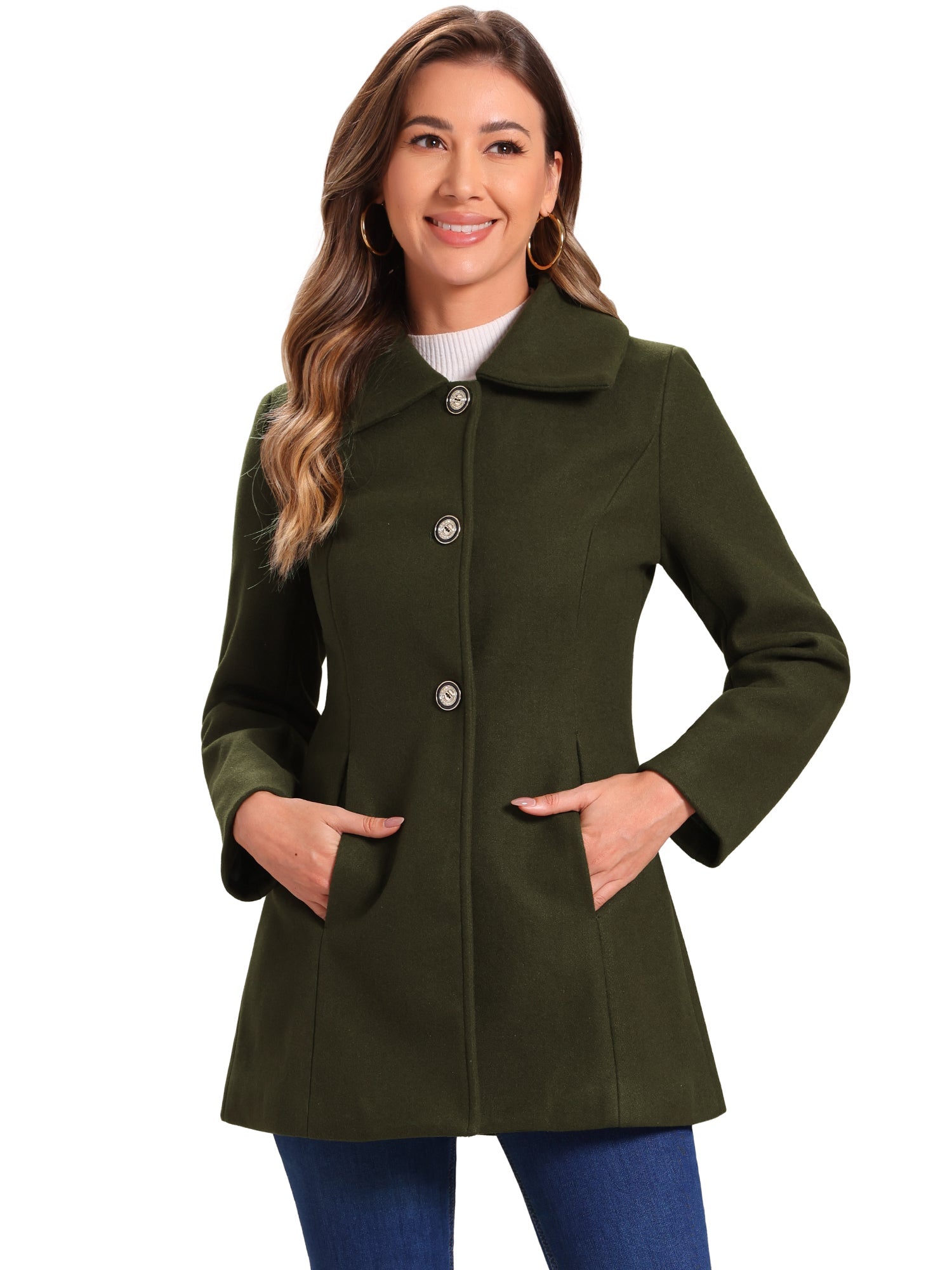 Women’s Casual Coat | Button Up and Pockets