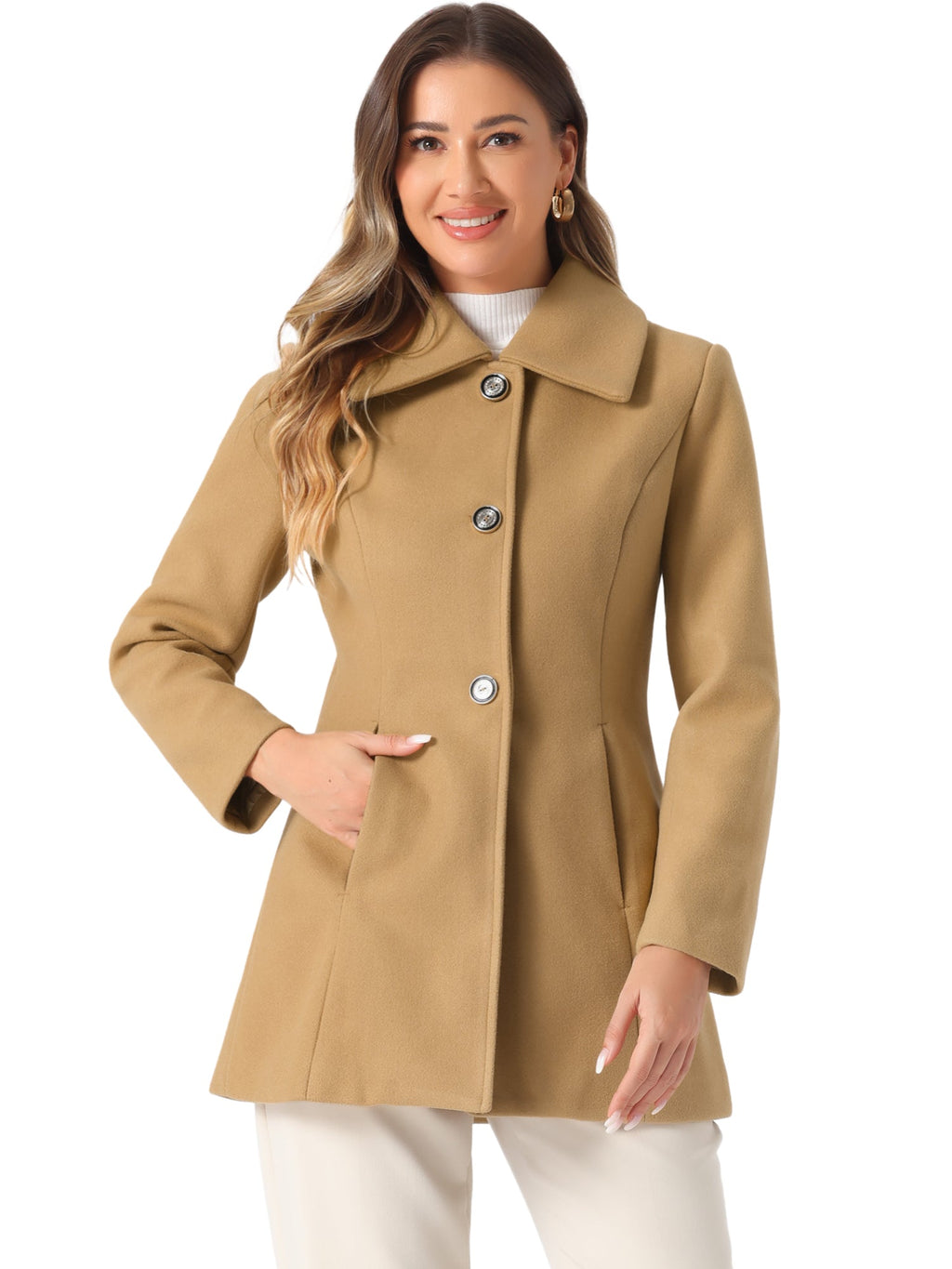 Women’s Casual Coat | Button Up and Pockets