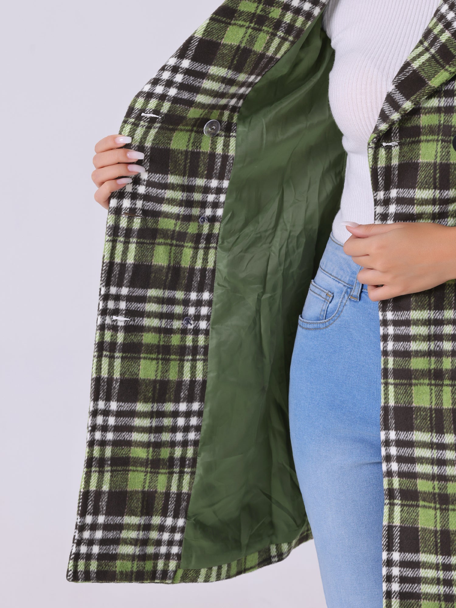 Women’s Long Coat | Double-Breasted Pockets