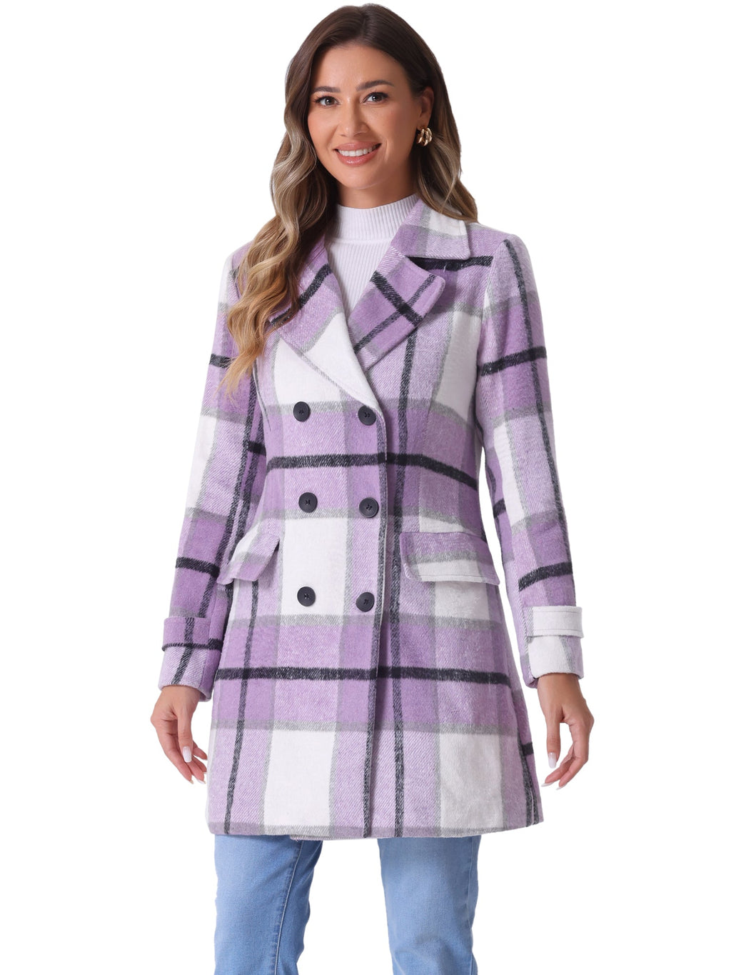 Women’s Long Coat | Double-Breasted Pockets